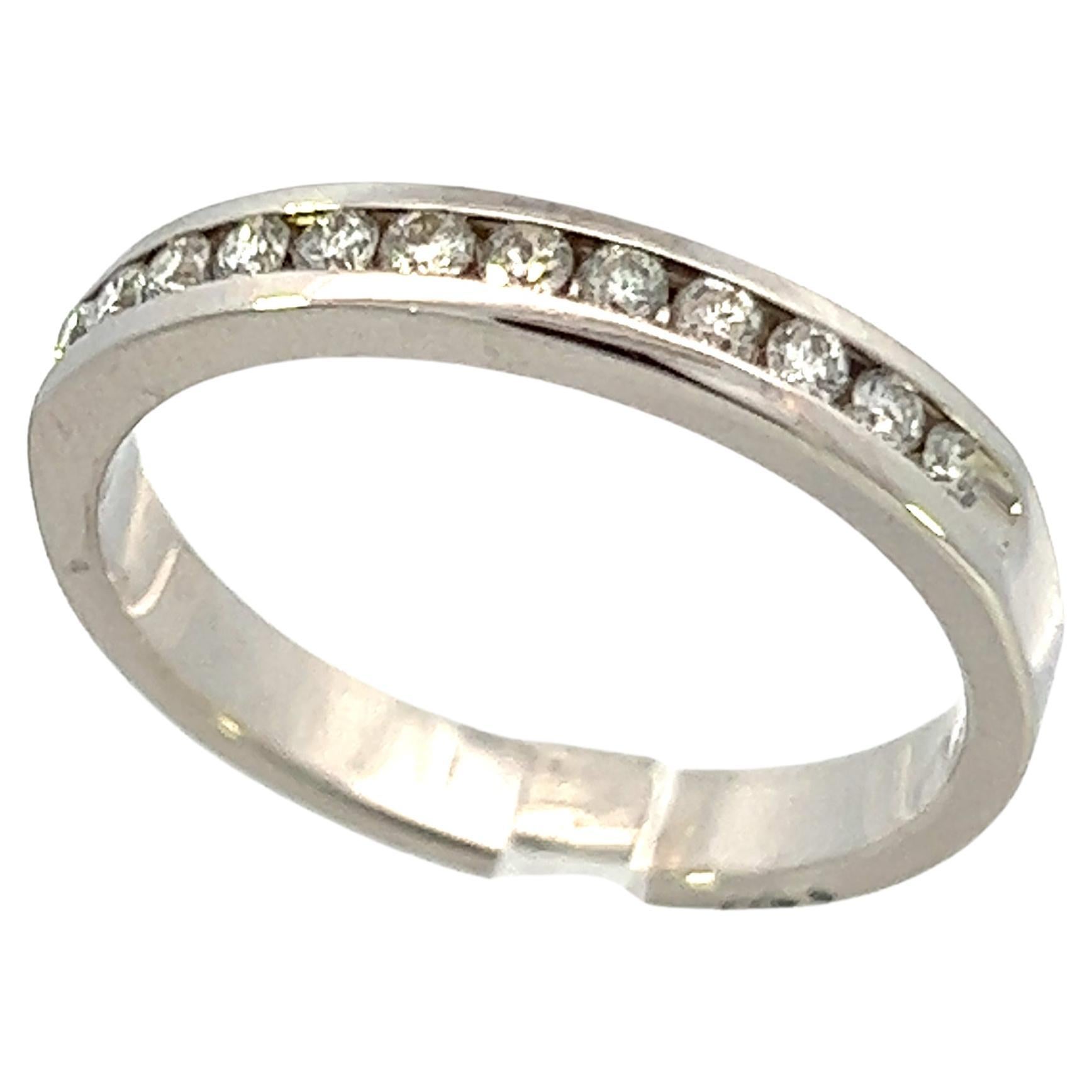 Contemporary 14K White Gold Channel Set Diamond Band For Sale