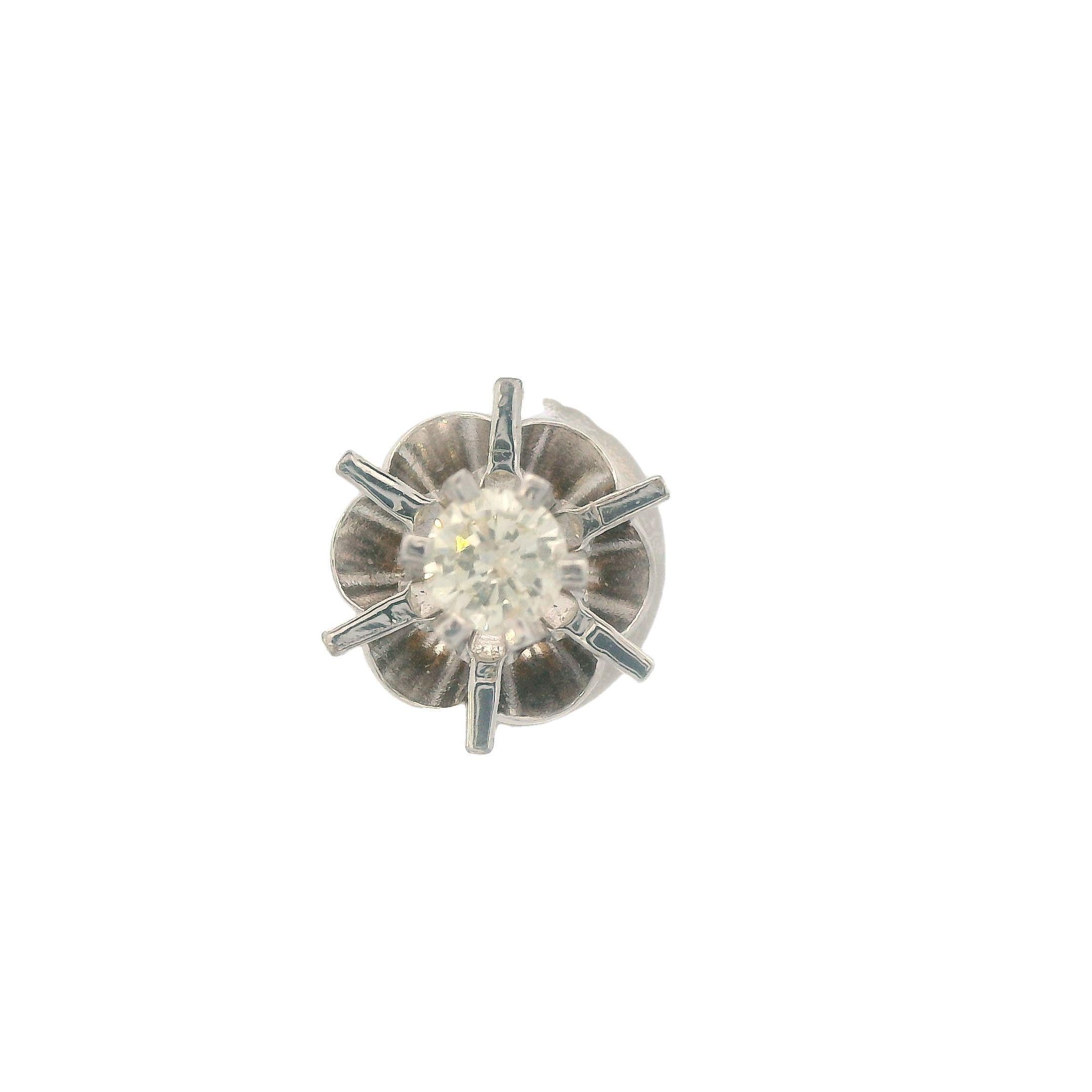 Neoclassical Contemporary 14k White Gold Diamond Buttercup Stud Earrings For Sale