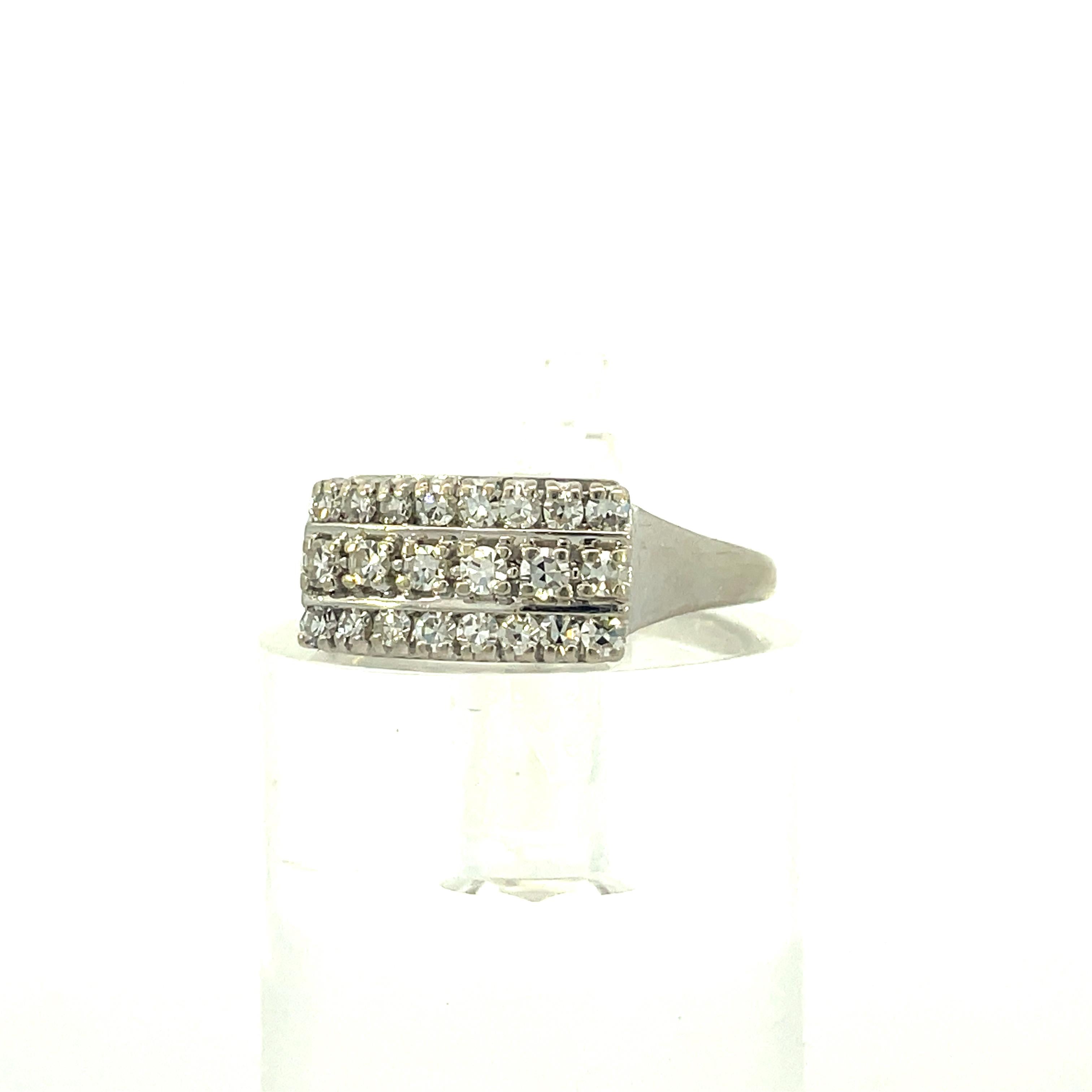 Single Cut Contemporary 14K White Gold Diamond Ring  For Sale
