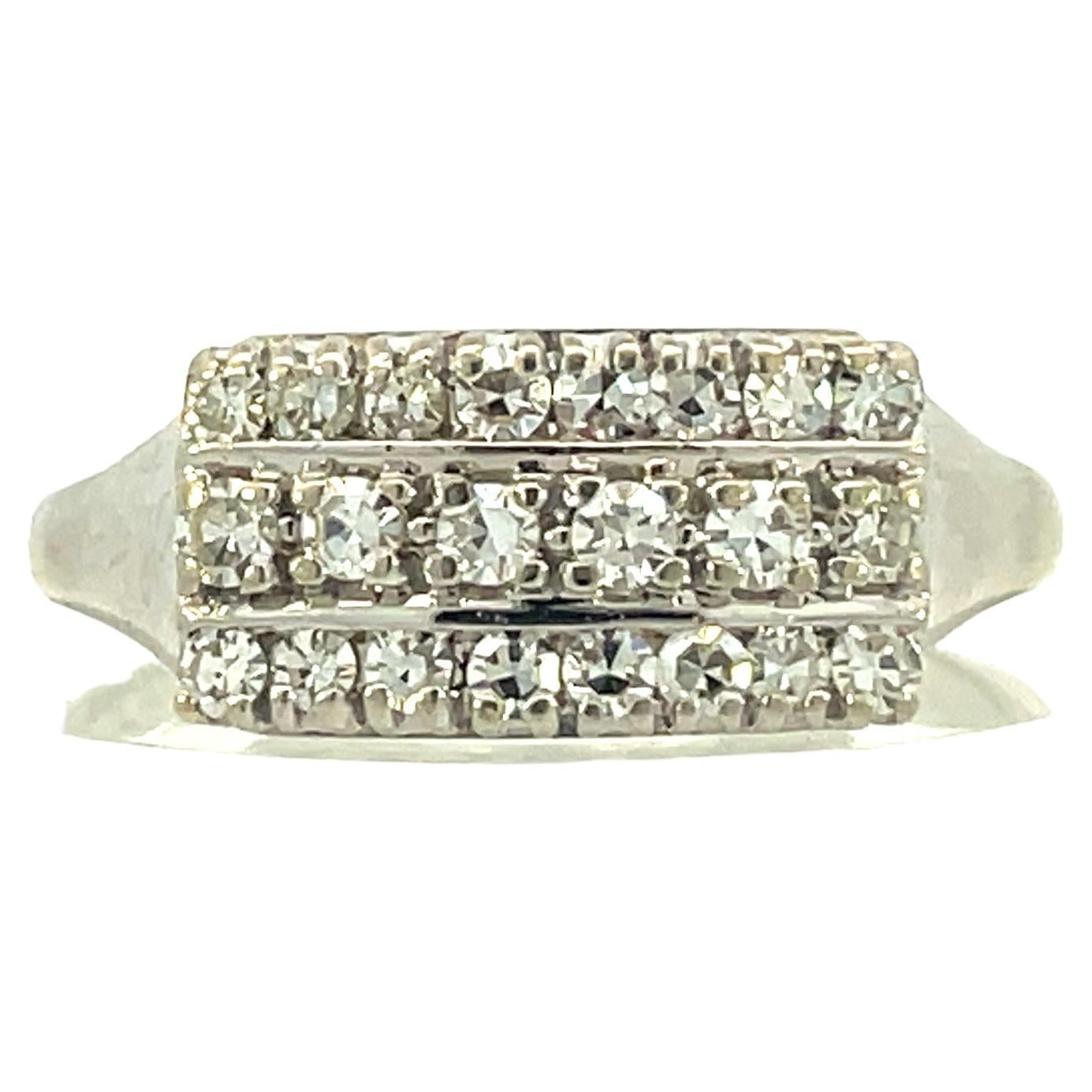 Contemporary 14K White Gold Diamond Ring  For Sale