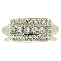 Retro Contemporary 14K White Gold Diamond Ring 
