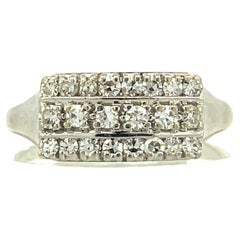 Bague contemporaine en or blanc 14K avec diamants 