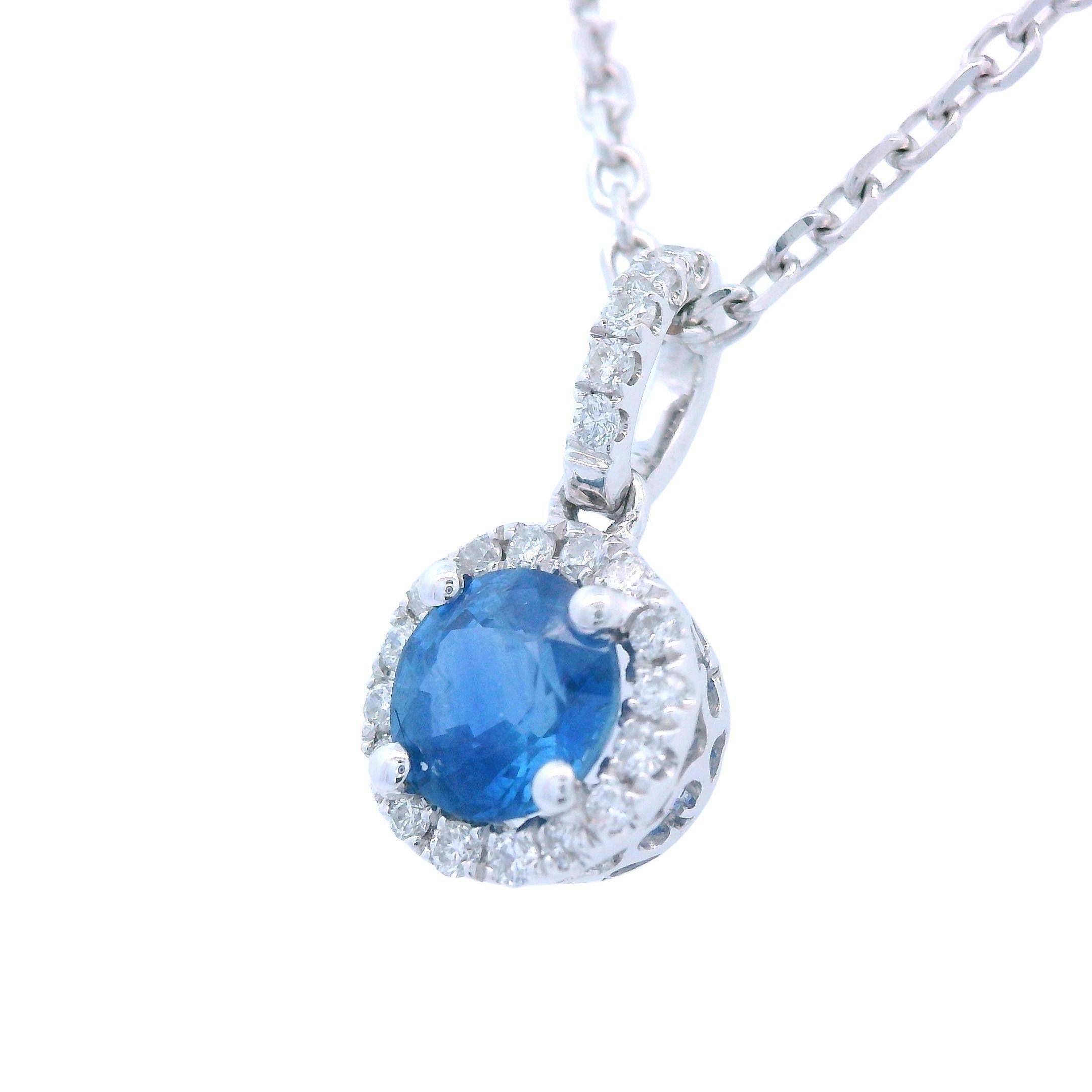 Collier pendentif en or blanc 14k saphir et diamant Contemporary Pour femmes en vente