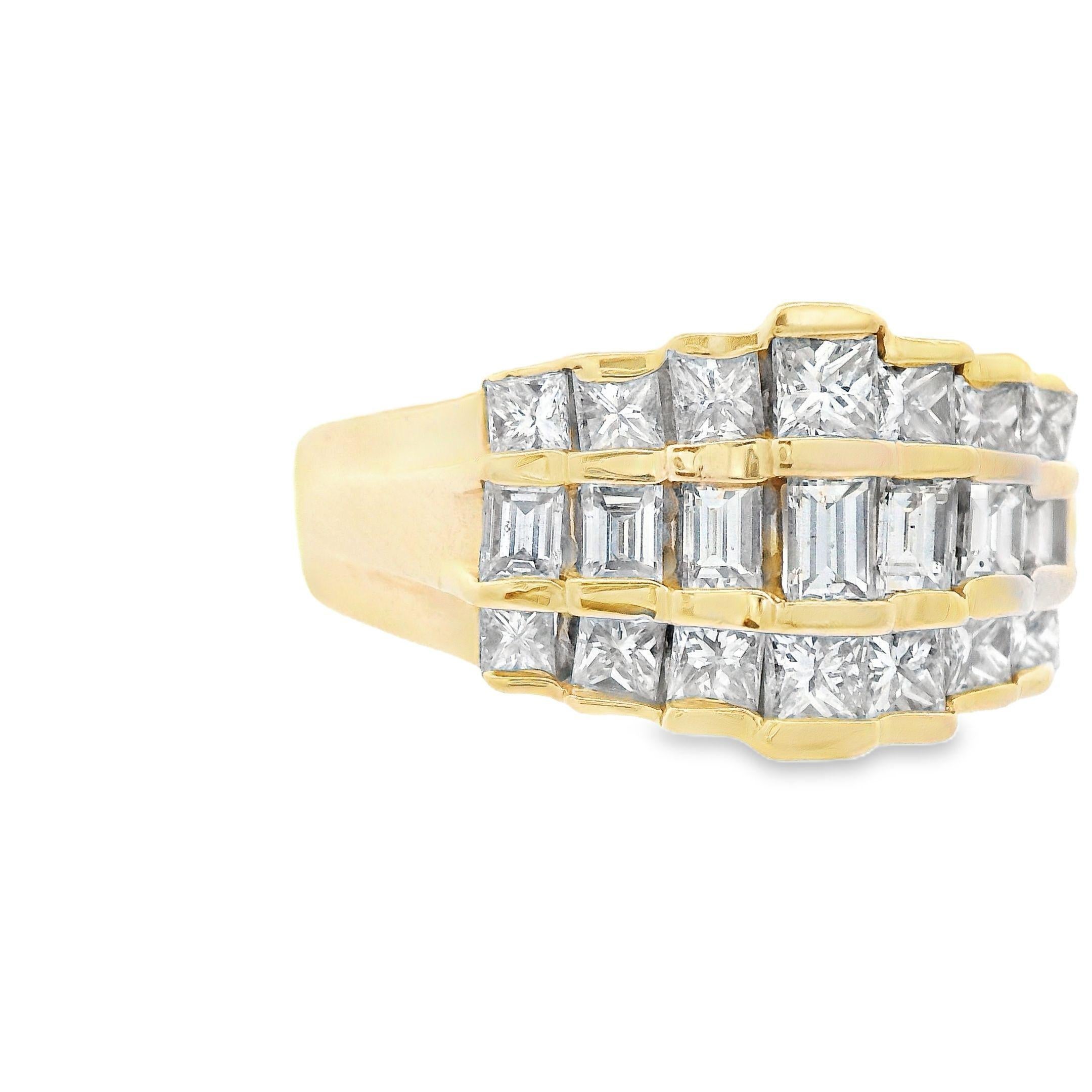 Women's Contemporary 14K Yellow Gold Baguette and Princess Diamond Band w/ appraisal For Sale
