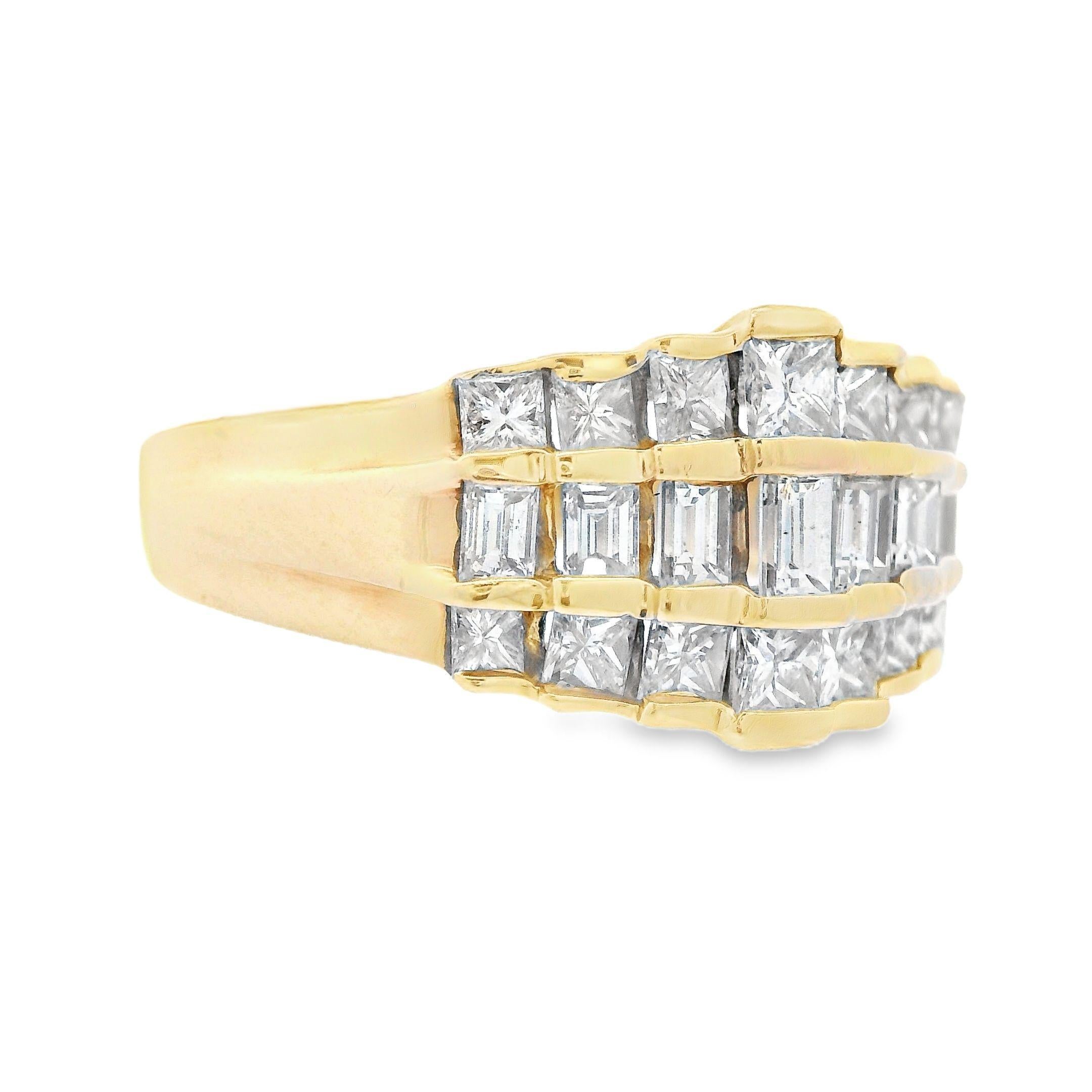 Contemporary 14K Yellow Gold Baguette and Princess Diamond Band w/ appraisal For Sale 1