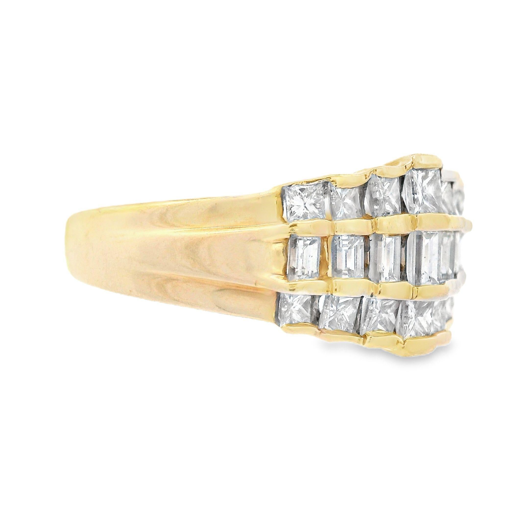 Contemporary 14K Yellow Gold Baguette and Princess Diamond Band w/ appraisal For Sale 2