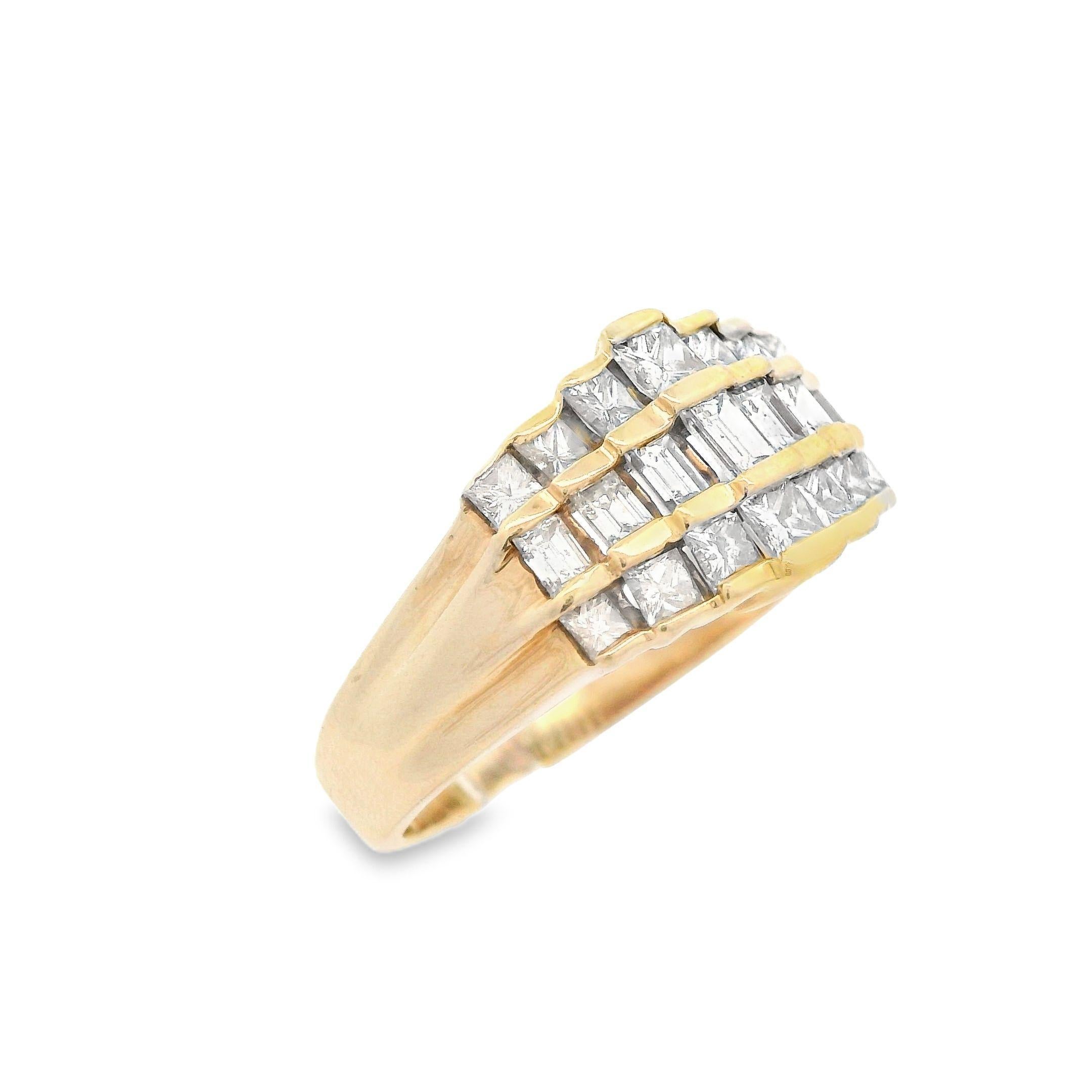 Contemporary 14K Yellow Gold Baguette and Princess Diamond Band w/ appraisal For Sale 3