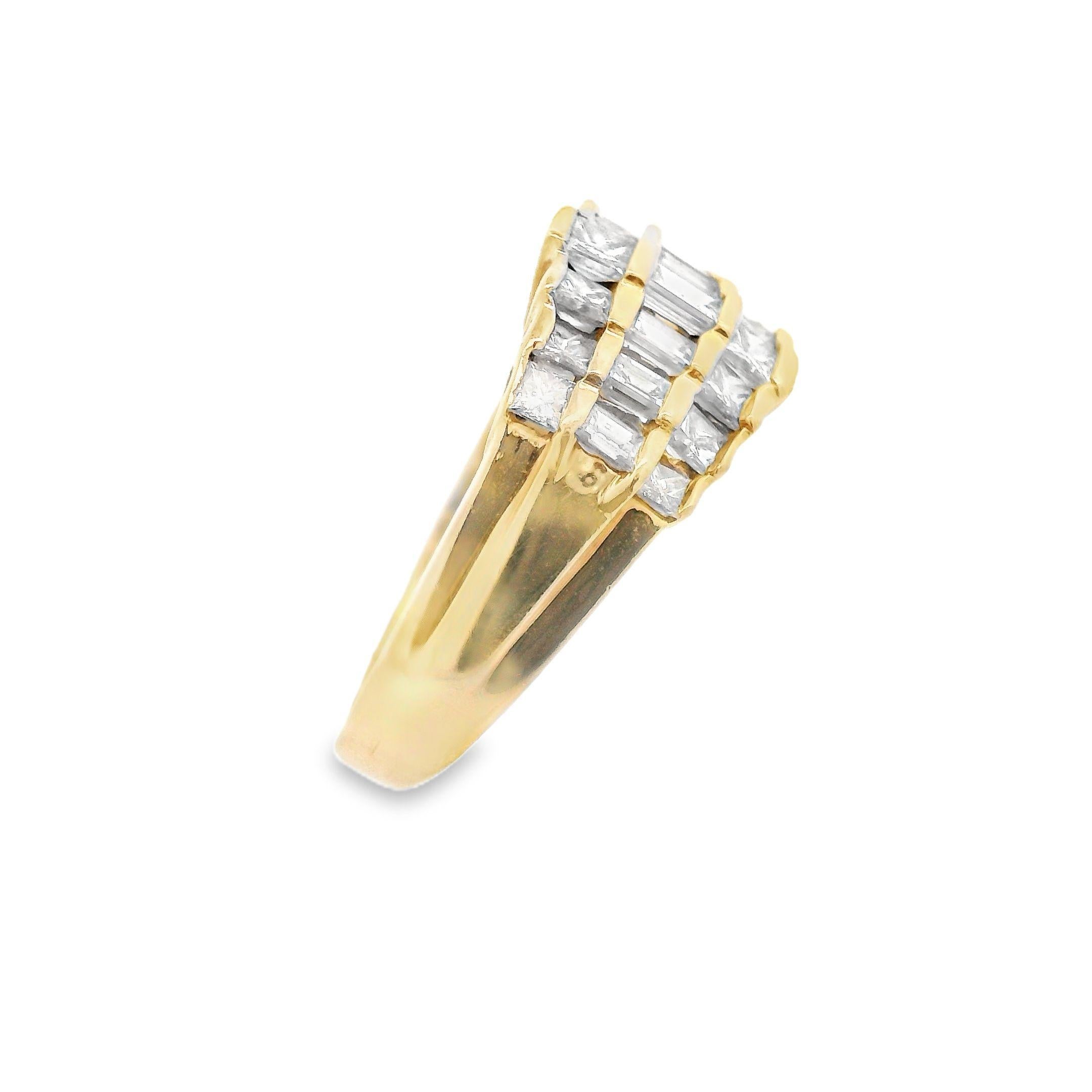 Contemporary 14K Yellow Gold Baguette and Princess Diamond Band w/ appraisal For Sale 4
