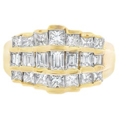 Contemporary 14K Yellow Gold Baguette and Princess Diamond Band w/ appraisal