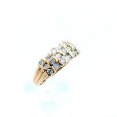 Contemporary 14K Yellow Gold Baguette and Round Diamond Ring