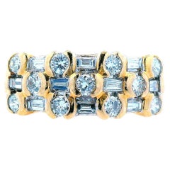 Contemporary 14K Gelbgold Baguette und runder Diamantring