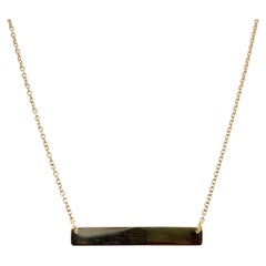 Contemporary 14k Yellow Gold Bar Pendant Cable Chain Necklace