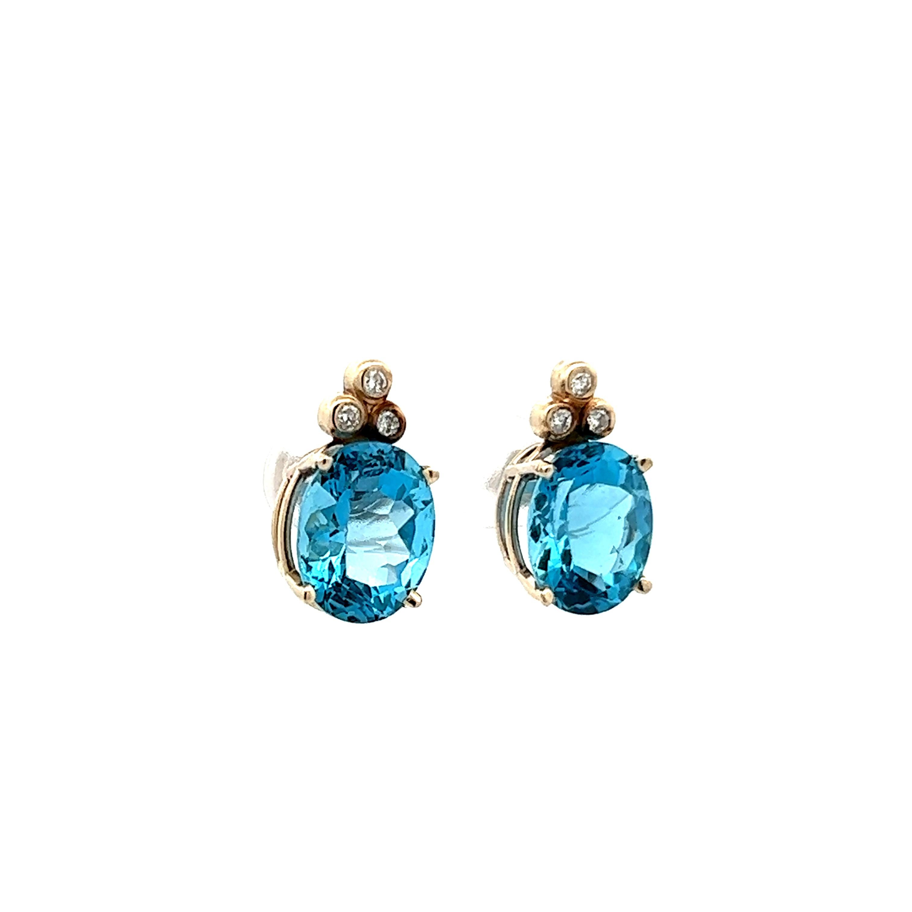 Contemporary 14K White Gold Blue Topaz & Diamond Earrings  In Excellent Condition For Sale In Lexington, KY