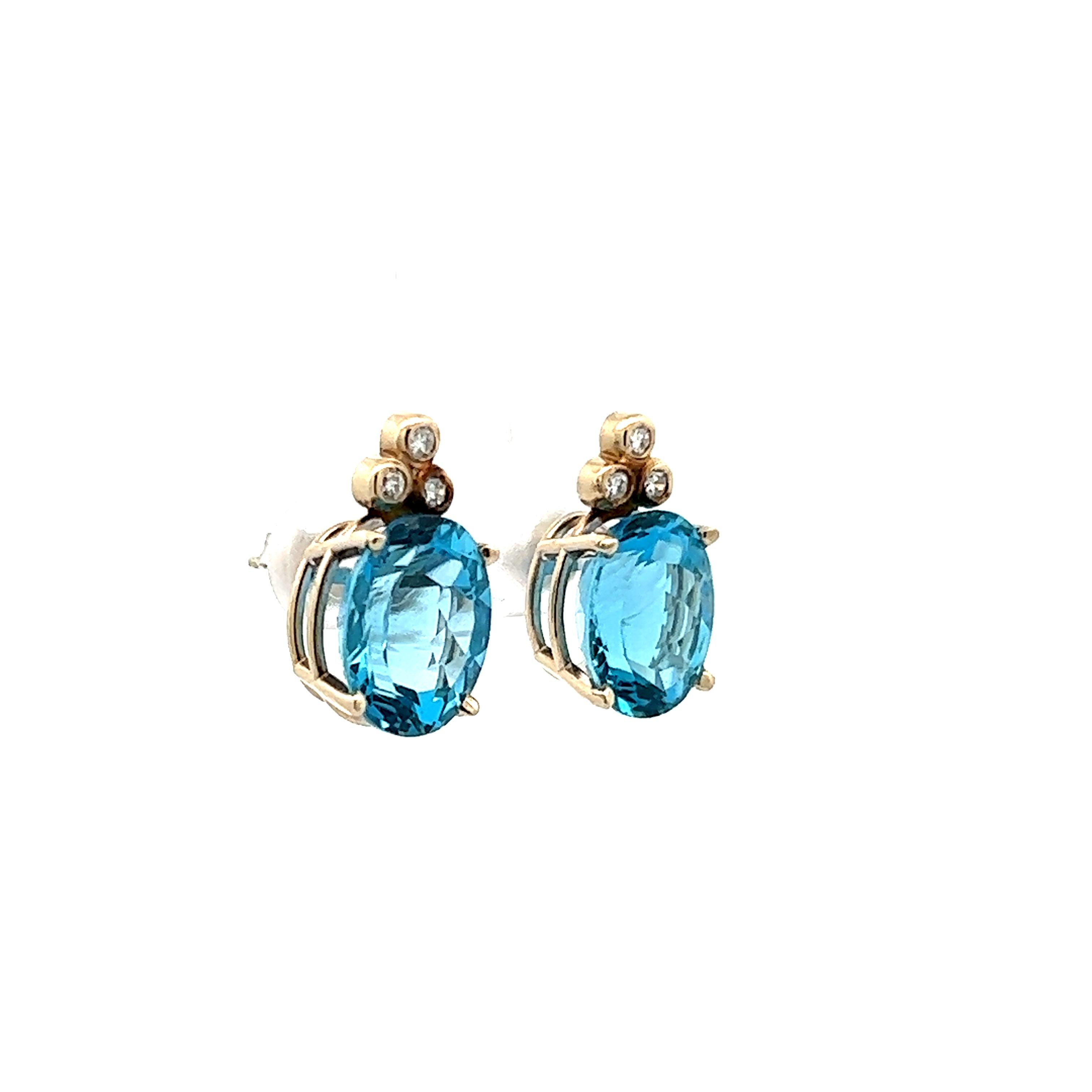 Women's or Men's Contemporary 14K White Gold Blue Topaz & Diamond Earrings  For Sale