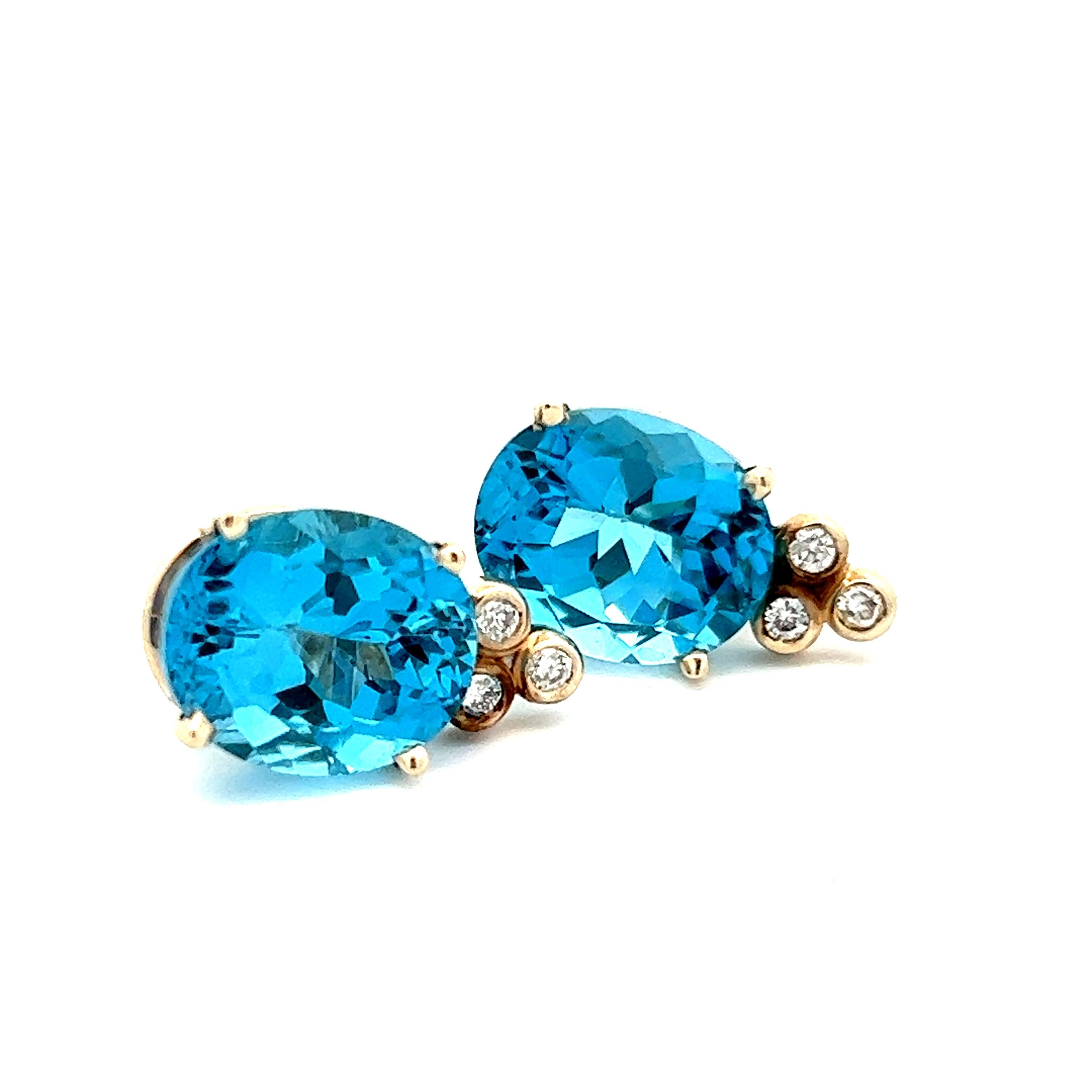 Contemporary 14K White Gold Blue Topaz & Diamond Earrings  For Sale 3