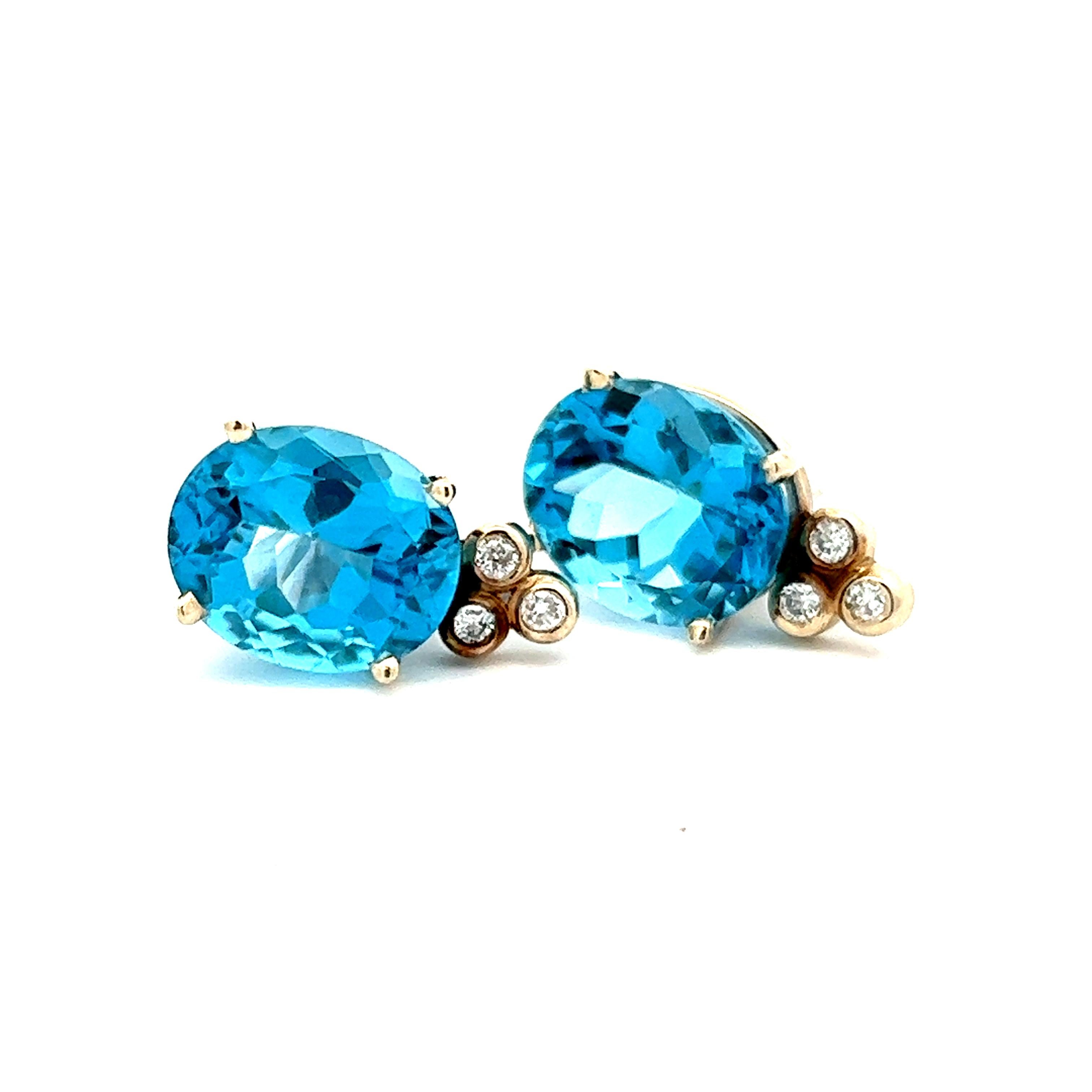 Contemporary 14K White Gold Blue Topaz & Diamond Earrings  For Sale 4