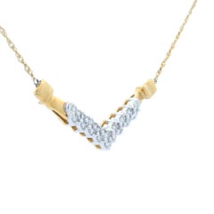 Contemporary 14k Yellow Gold Diamond Chevron Necklace