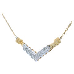 Contemporary 14k Yellow Gold Diamond Chevron Necklace