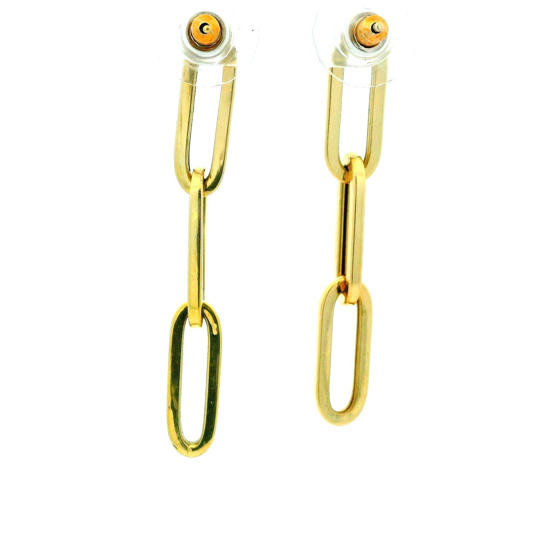 Boucles d'oreilles contemporaines en or jaune 14K à maillons en forme de trombones allongés en vente 5