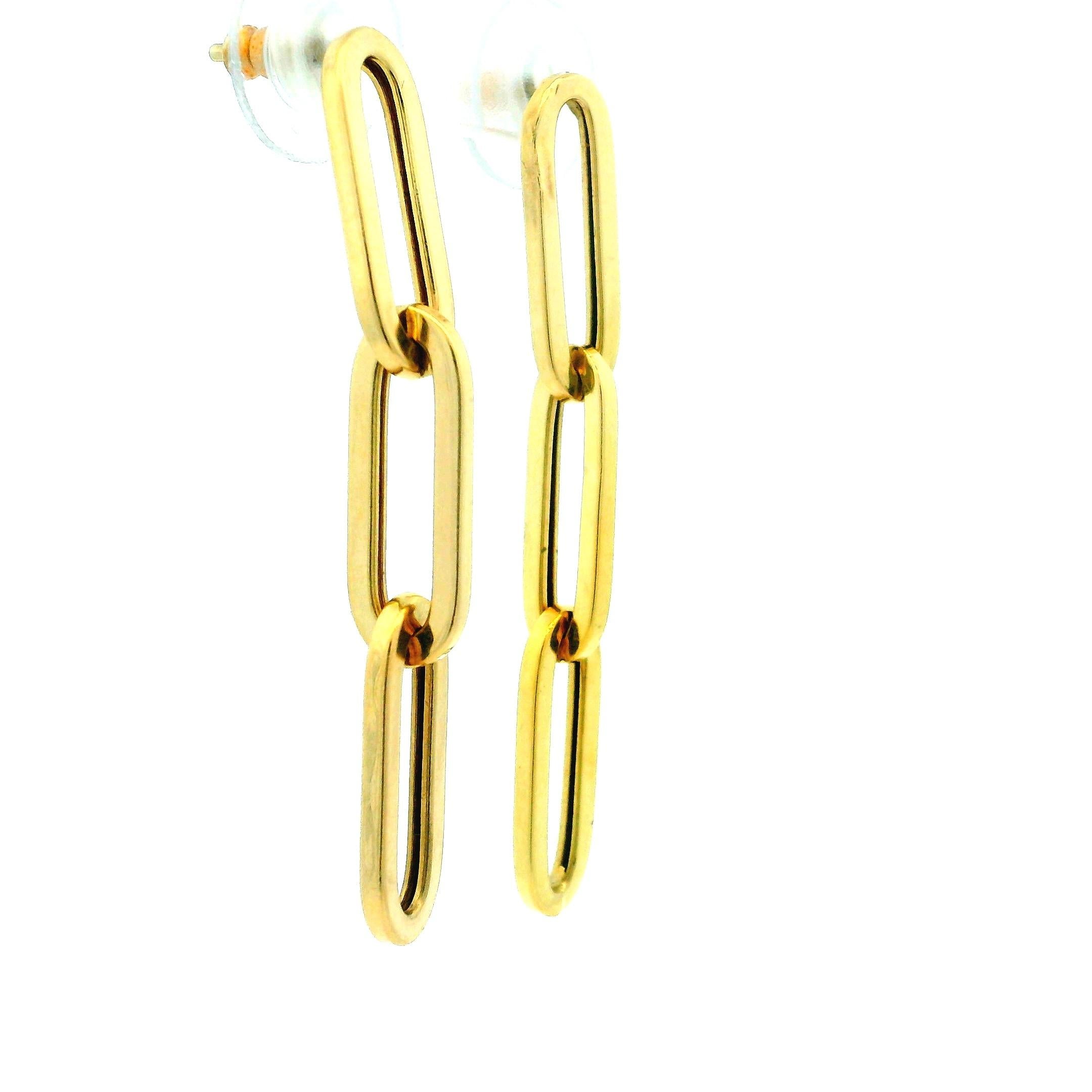 Boucles d'oreilles contemporaines en or jaune 14K à maillons en forme de trombones allongés en vente 3