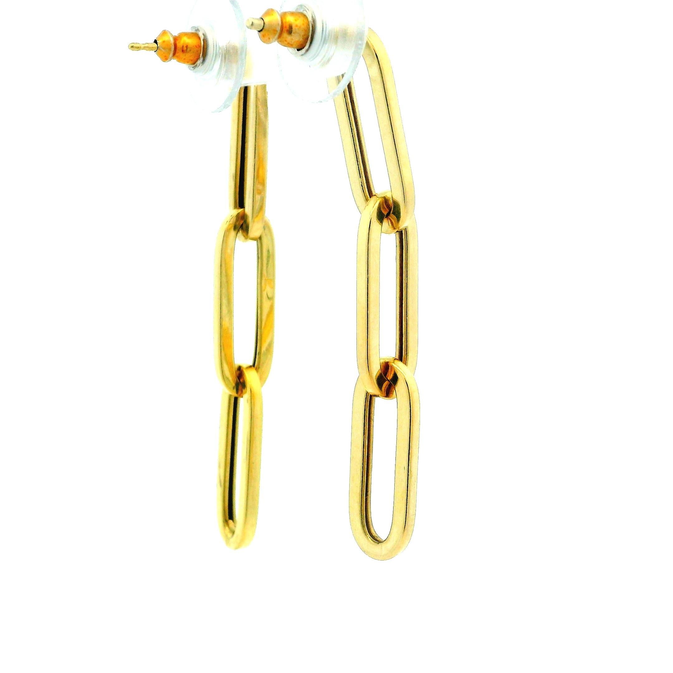 Boucles d'oreilles contemporaines en or jaune 14K à maillons en forme de trombones allongés en vente 4