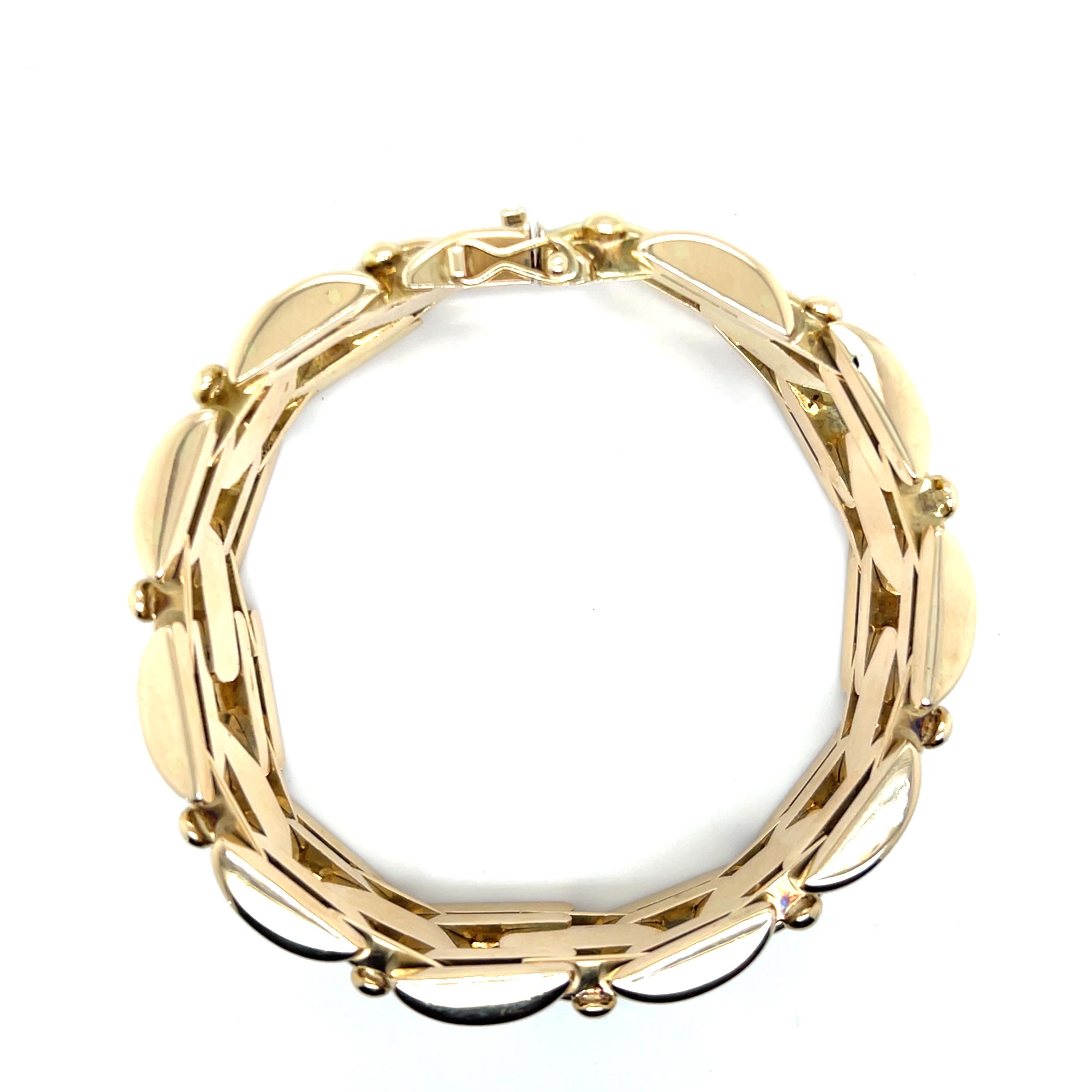 Pulsera contemporánea de oro amarillo de 14 quilates con eslabón de pantera de 8 pulgadas en venta 5