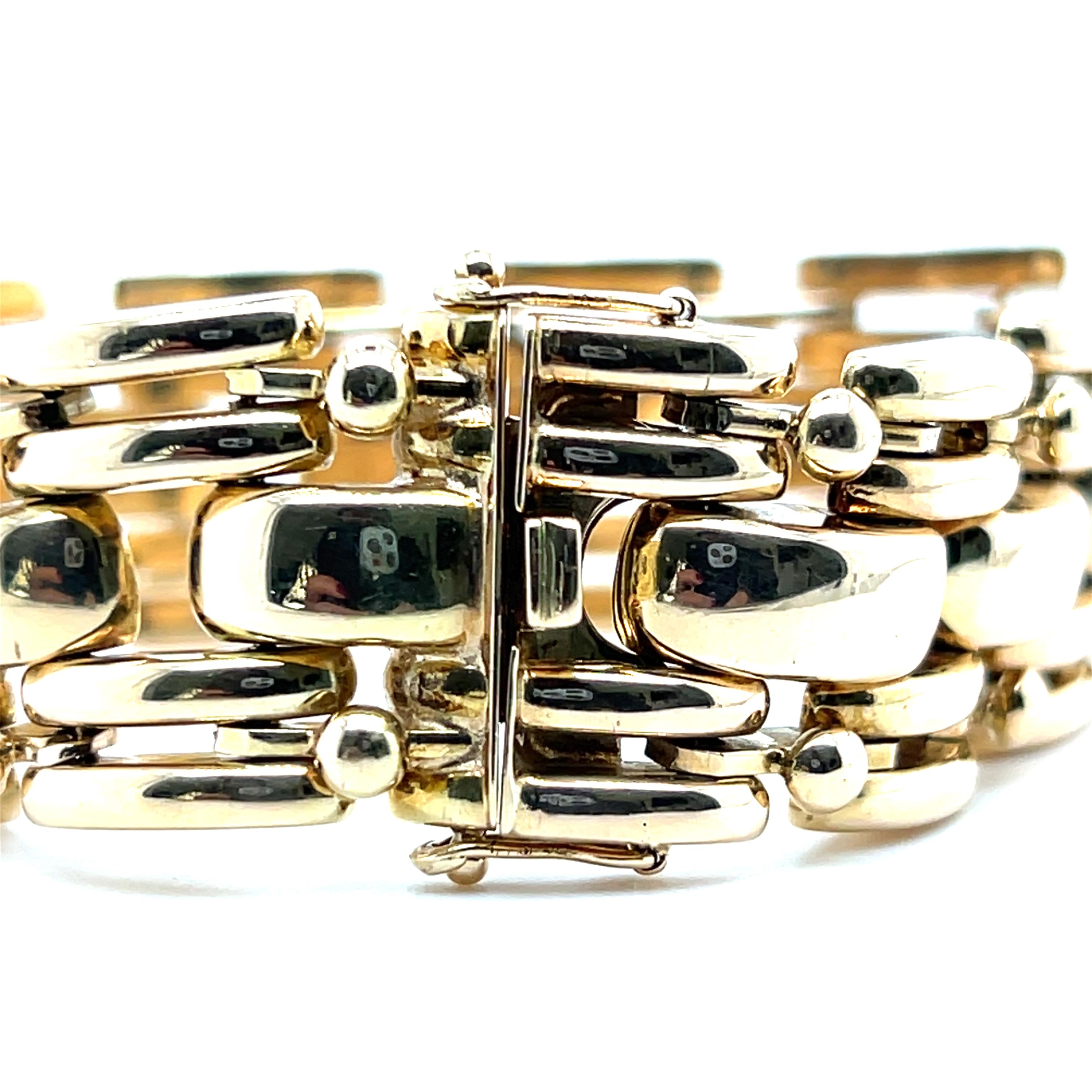 Pulsera contemporánea de oro amarillo de 14 quilates con eslabón de pantera de 8 pulgadas en venta 6