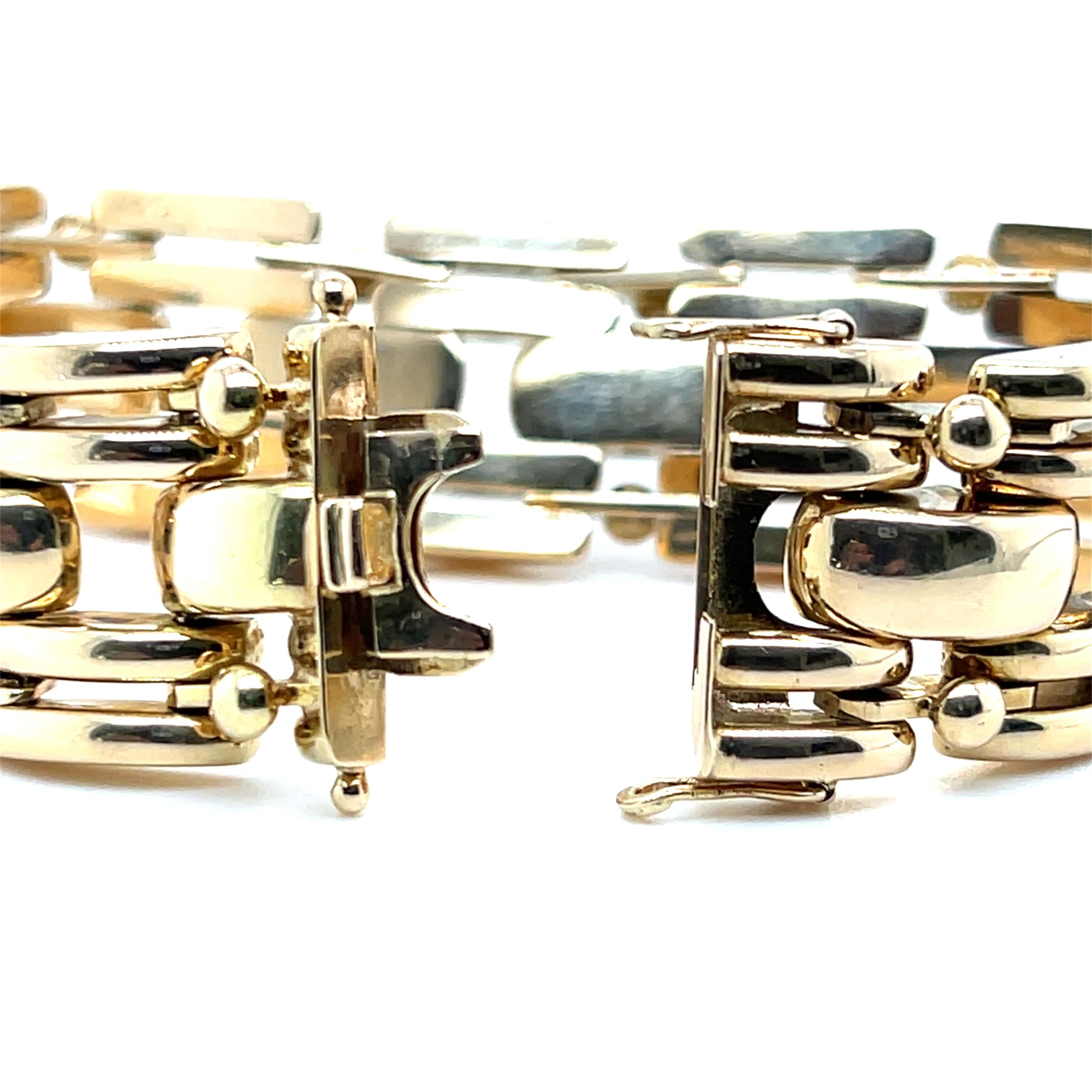 Pulsera contemporánea de oro amarillo de 14 quilates con eslabón de pantera de 8 pulgadas en venta 8
