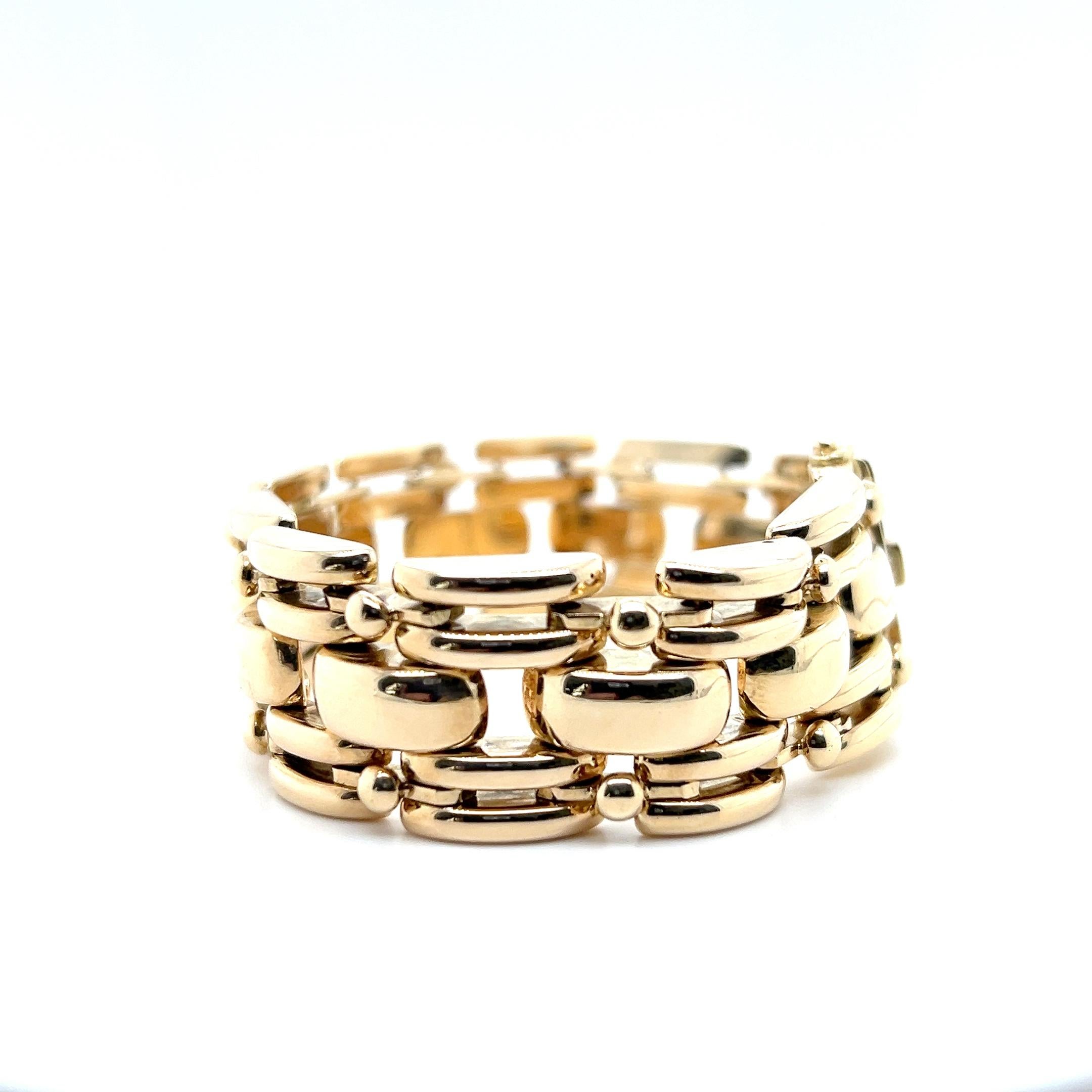Pulsera contemporánea de oro amarillo de 14 quilates con eslabón de pantera de 8 pulgadas en venta 2