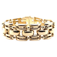 Contemporary 14k Gelbgold Fancy Panther Link 8 Zoll-Armband