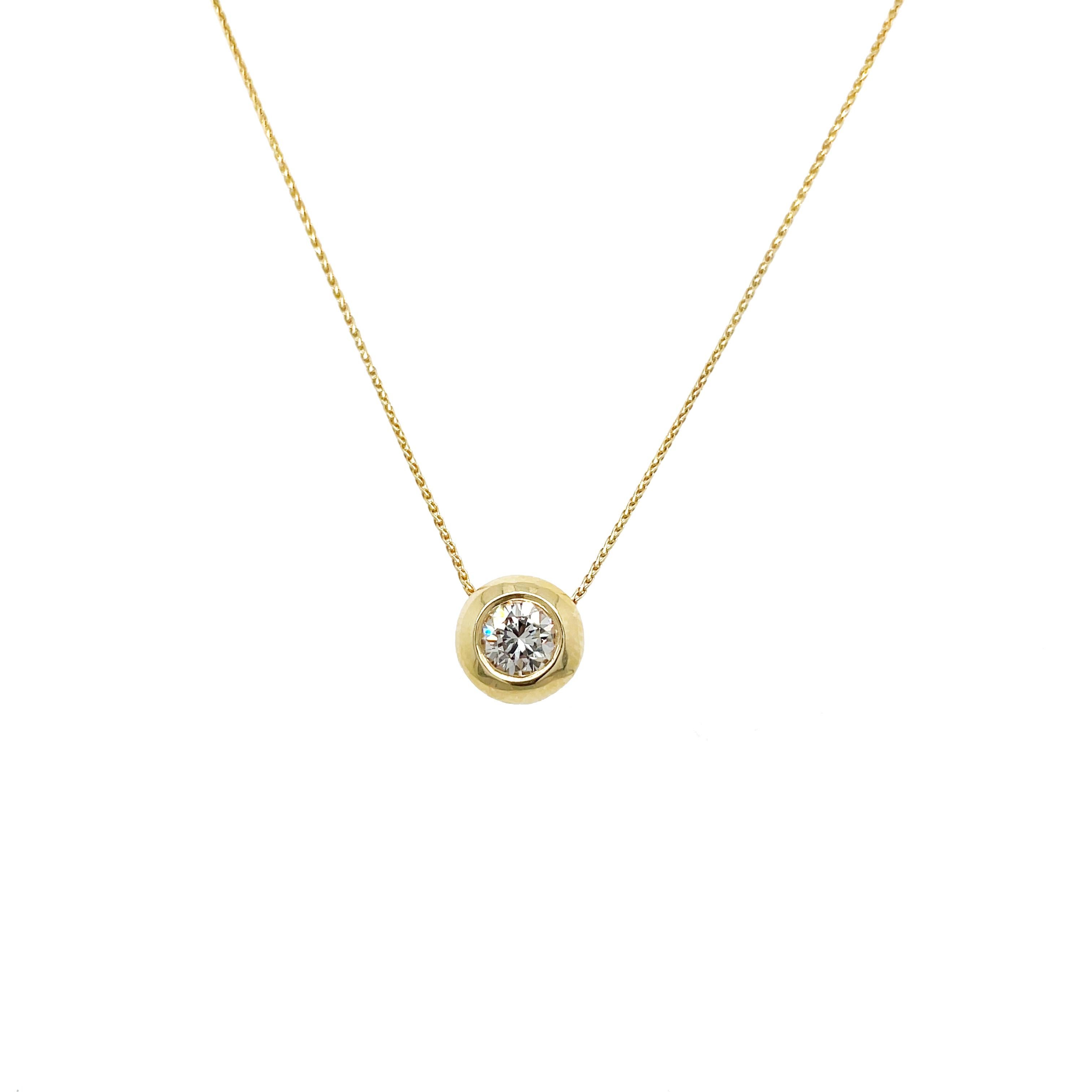 Contemporary 14K Yellow Gold Floating Diamond Bezel Necklace 1