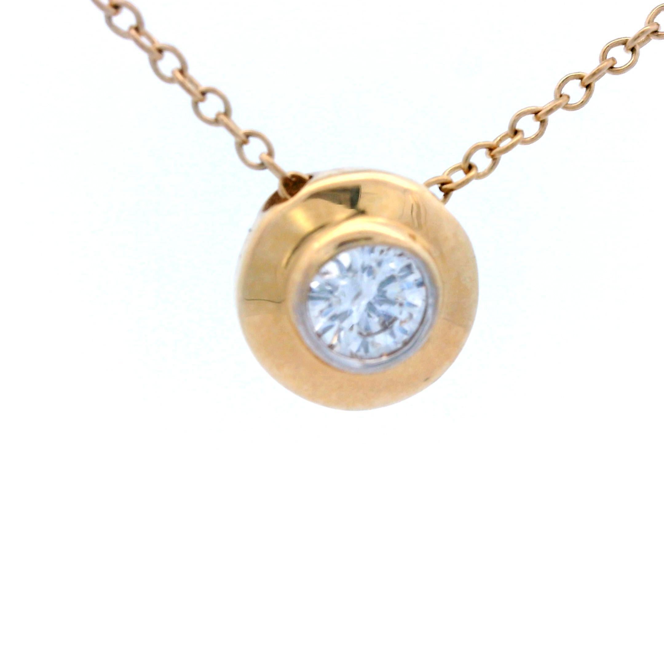 Donna Collana contemporanea con diamanti fluttuanti in oro giallo 14k e ciondolo con castone di diamanti in vendita