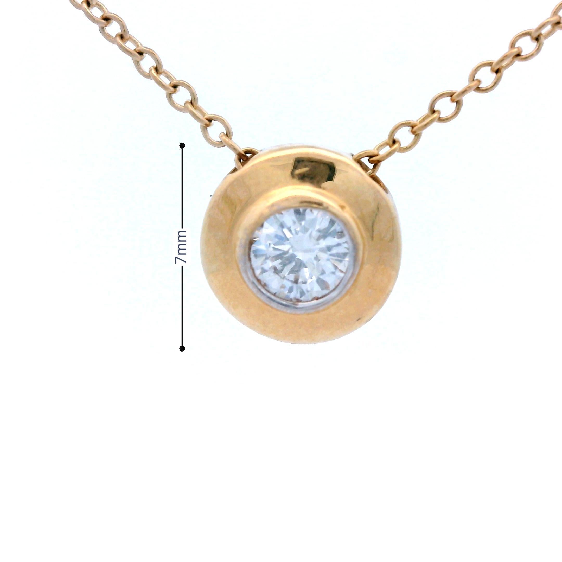 Collana contemporanea con diamanti fluttuanti in oro giallo 14k e ciondolo con castone di diamanti in vendita 1