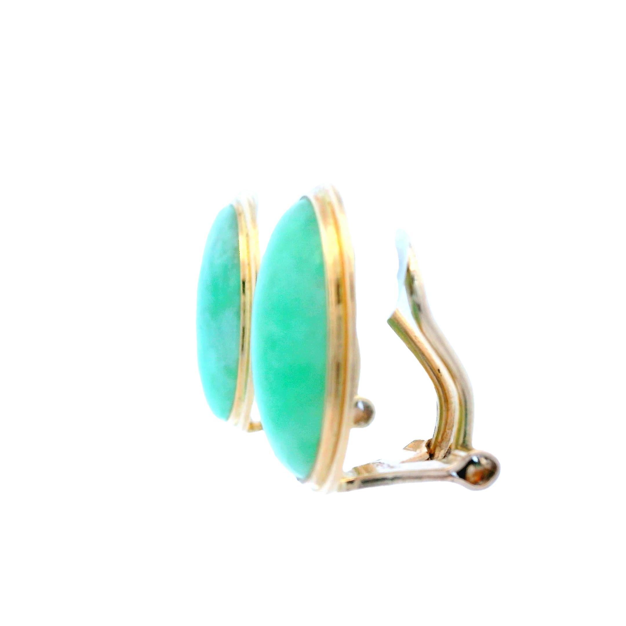 Contemporary 14k Gelbgold Jade Clip-On Ohrringe im Angebot 2