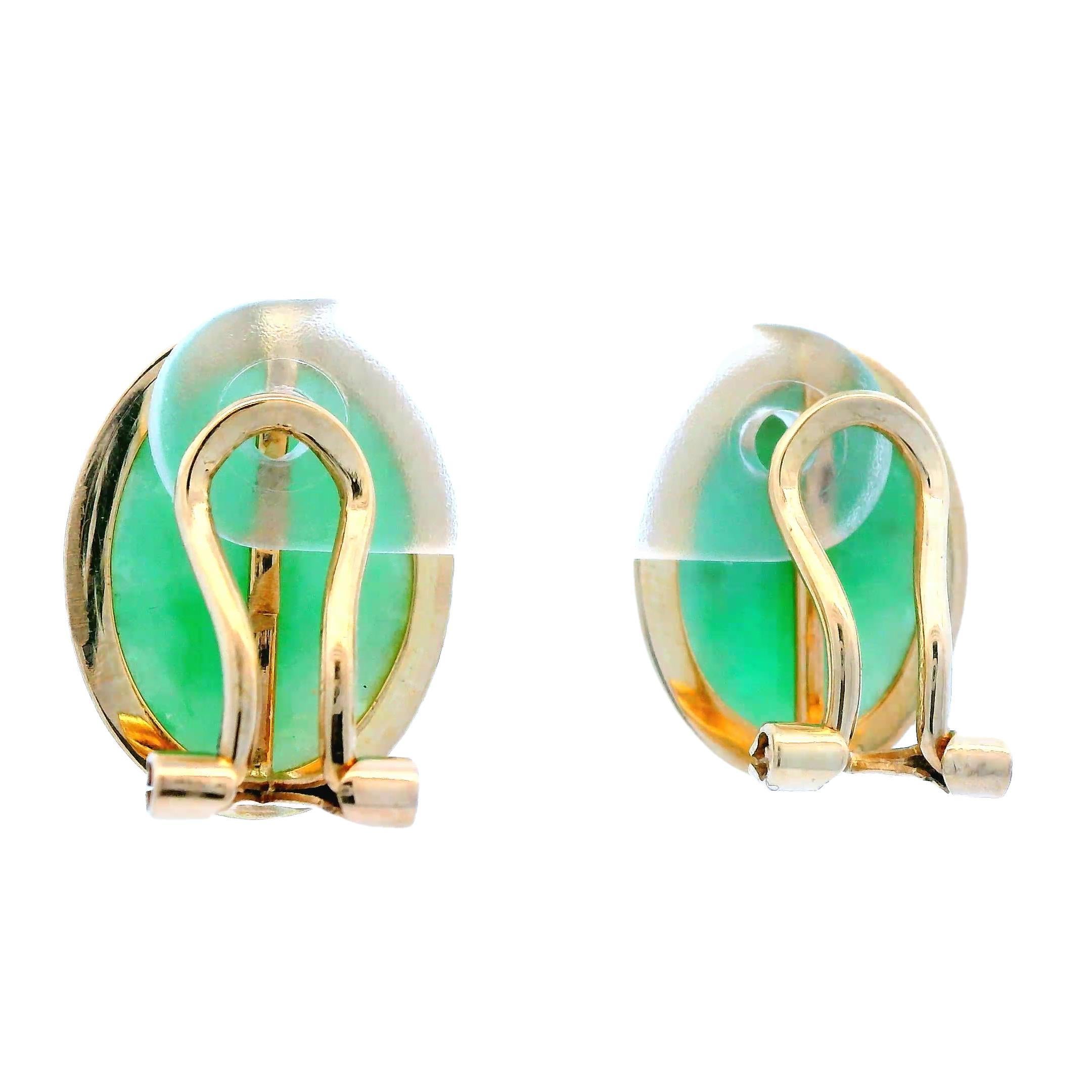 Contemporary 14k Gelbgold Jade Clip-On Ohrringe im Angebot 3