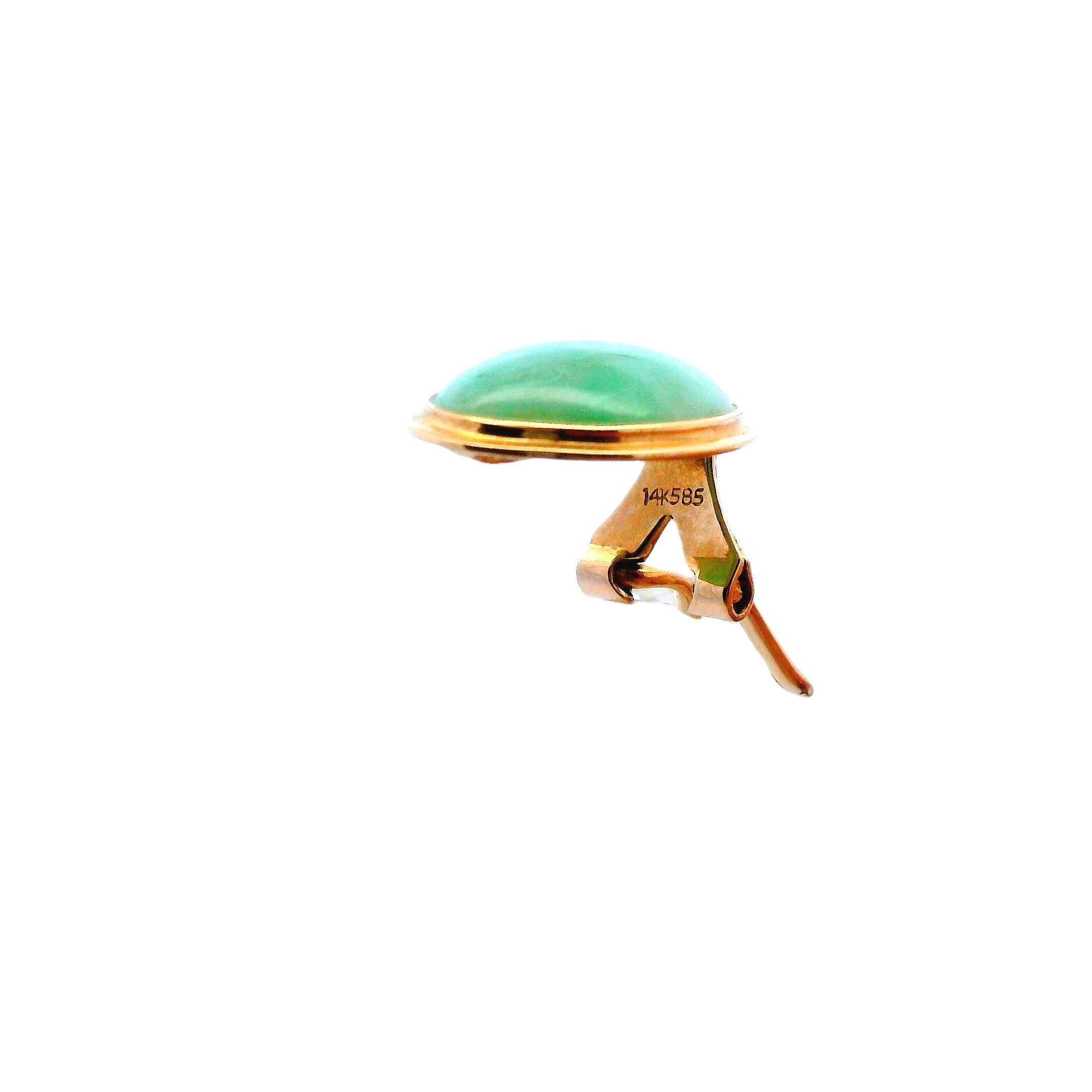 Contemporary 14k Gelbgold Jade Clip-On Ohrringe im Angebot 4