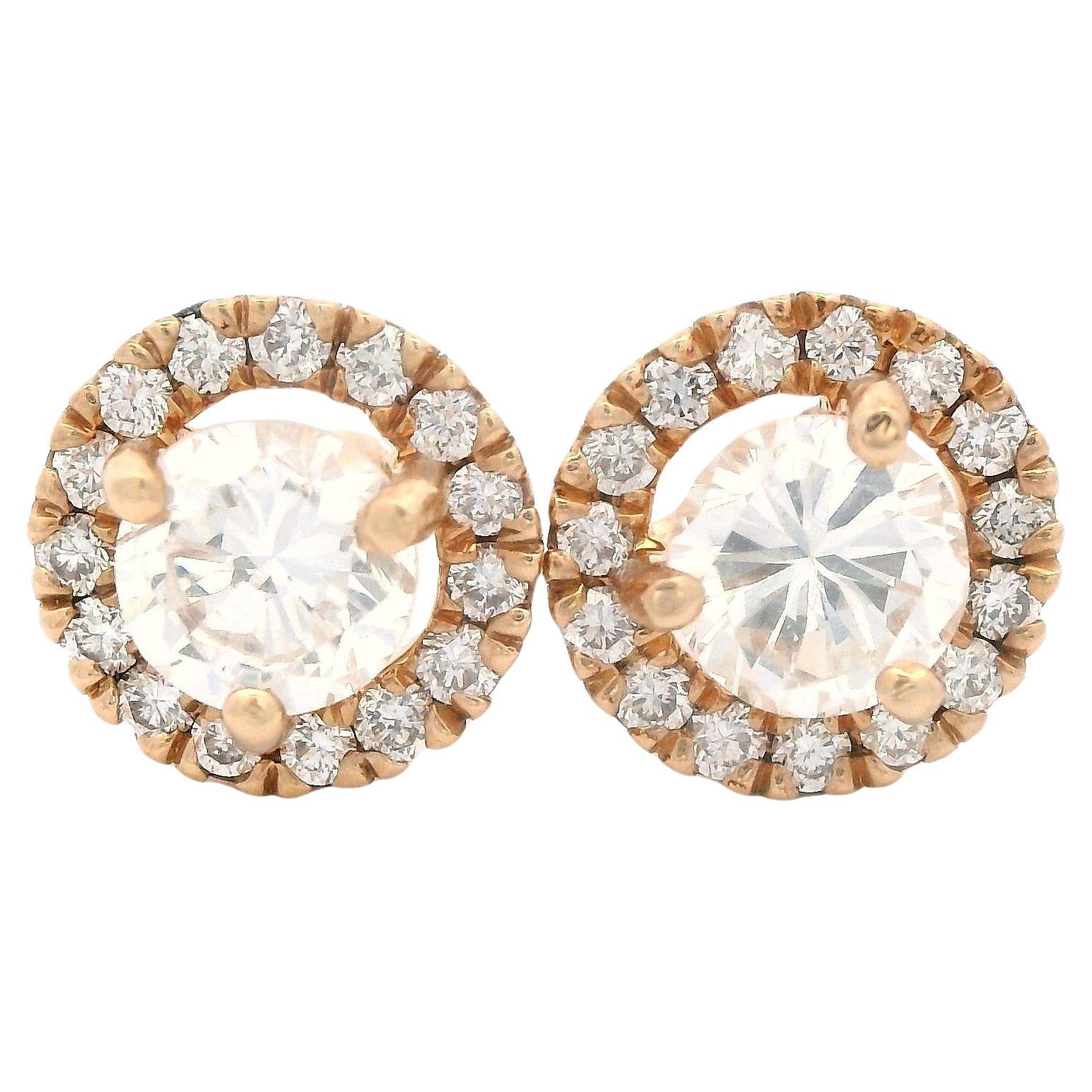 Contemporary 14k Yellow Gold Margarita Diamond Earrings VS1