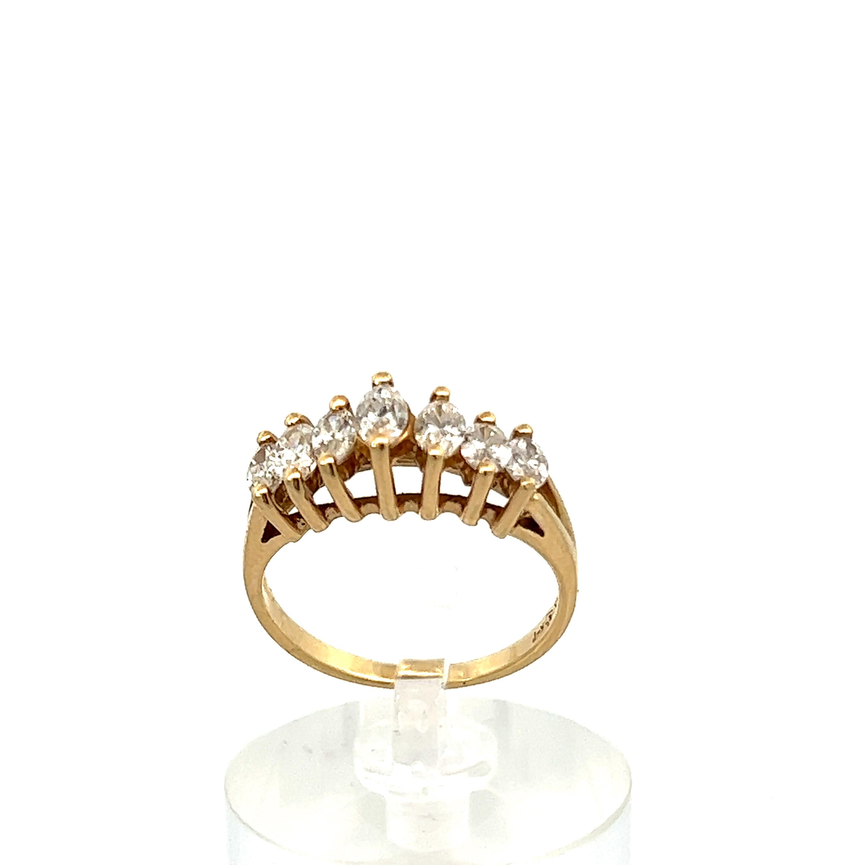 Marquise Cut Contemporary 14k Yellow Gold Marquise Diamond Ring 