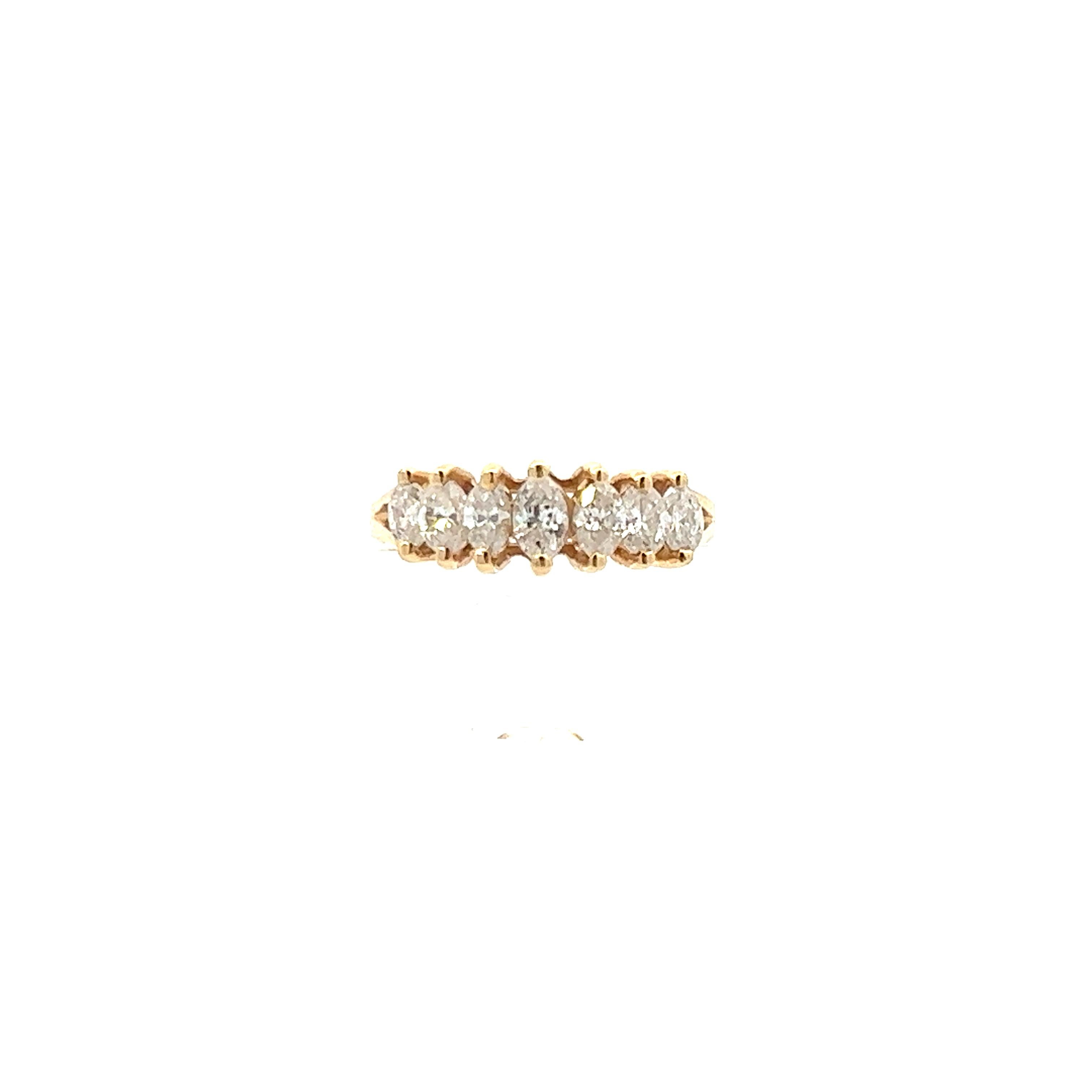 Contemporary 14k Yellow Gold Marquise Diamond Ring  2