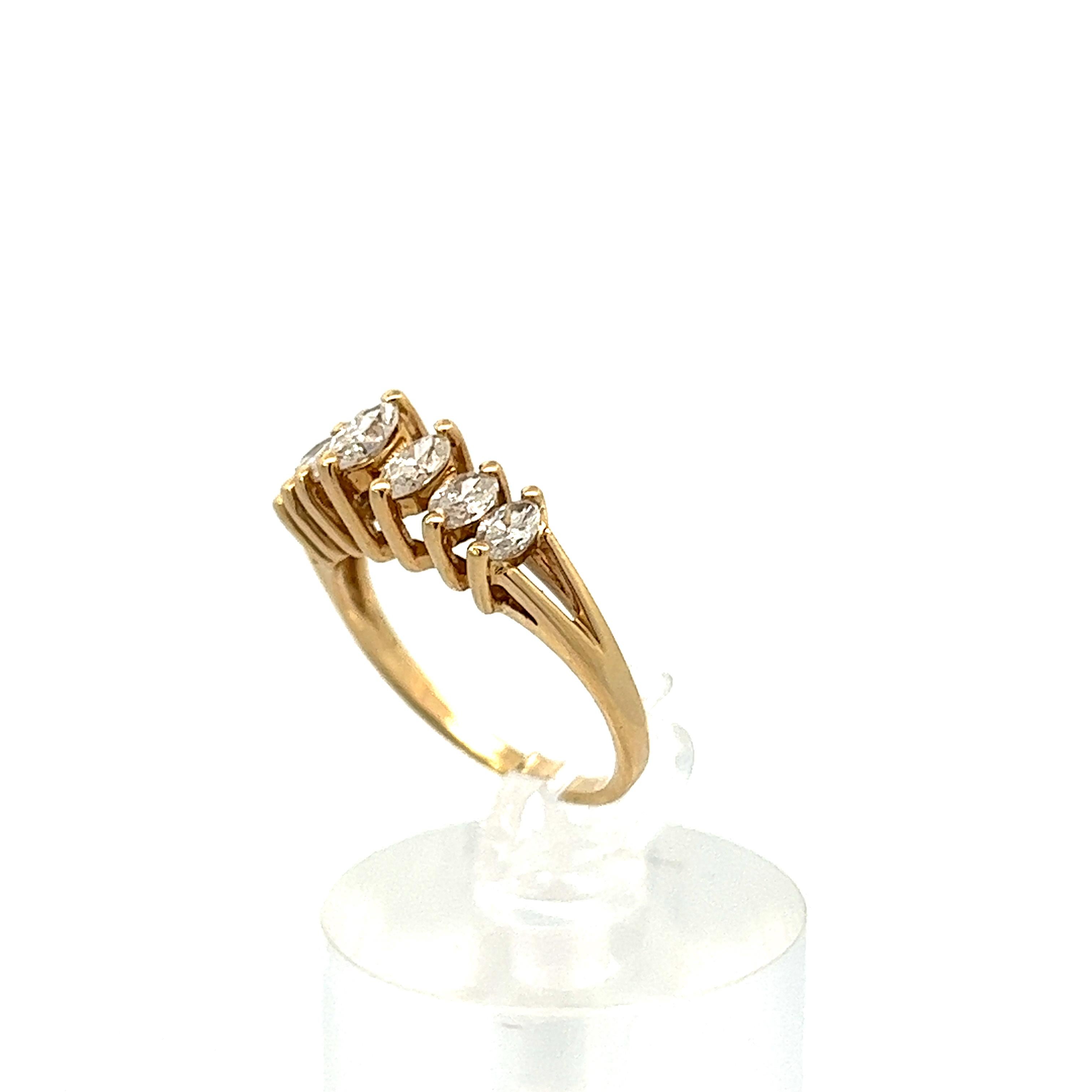 Contemporary 14k Yellow Gold Marquise Diamond Ring  4