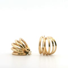 Zeitgenössische 14k Gelbgold Multi Tube Hoop-Ohrringe