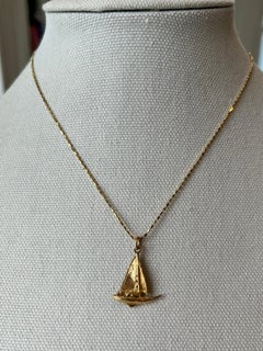 Contemporary 14k Yellow Gold Nautical Sailboat Pendant