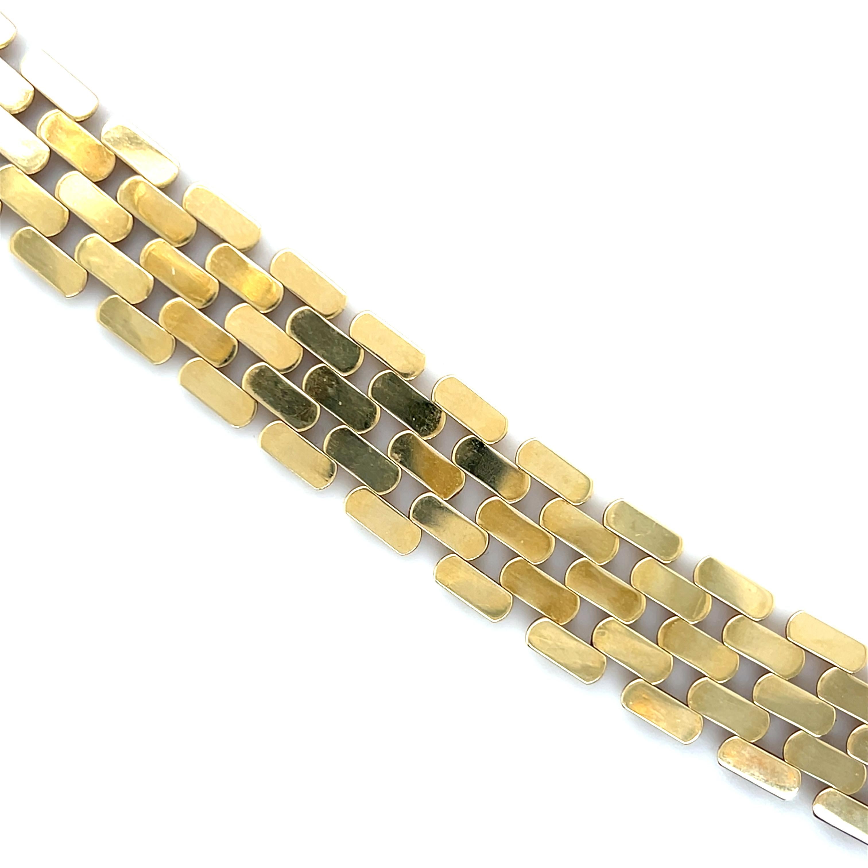 Contemporary 14k Yellow Gold Panther Link Bracelet 6