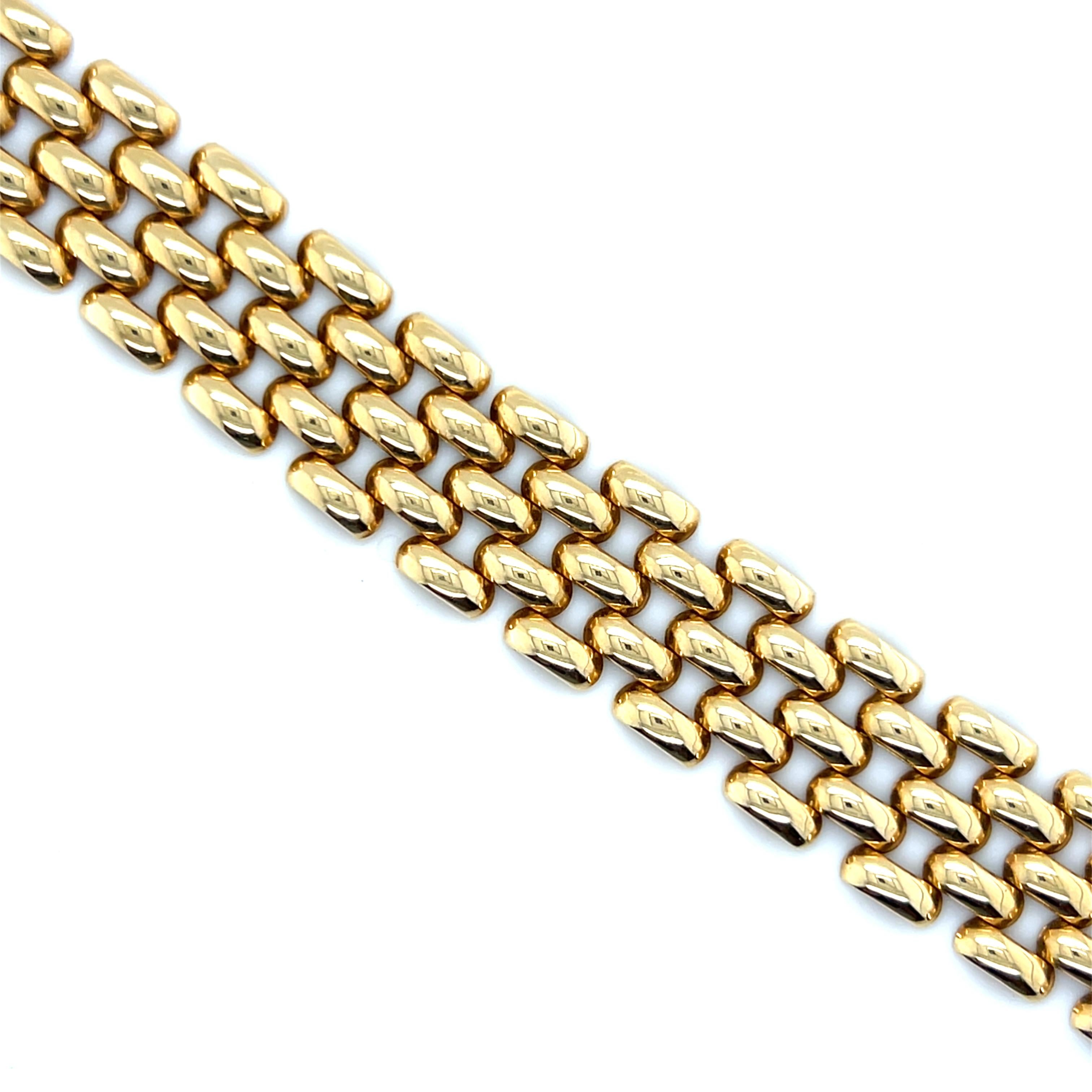 Contemporary 14k Yellow Gold Panther Link Bracelet 7