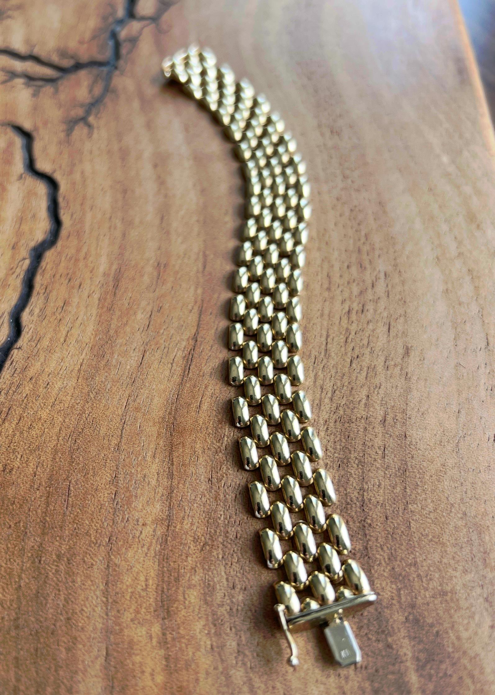 Contemporary 14k Yellow Gold Panther Link Bracelet 1