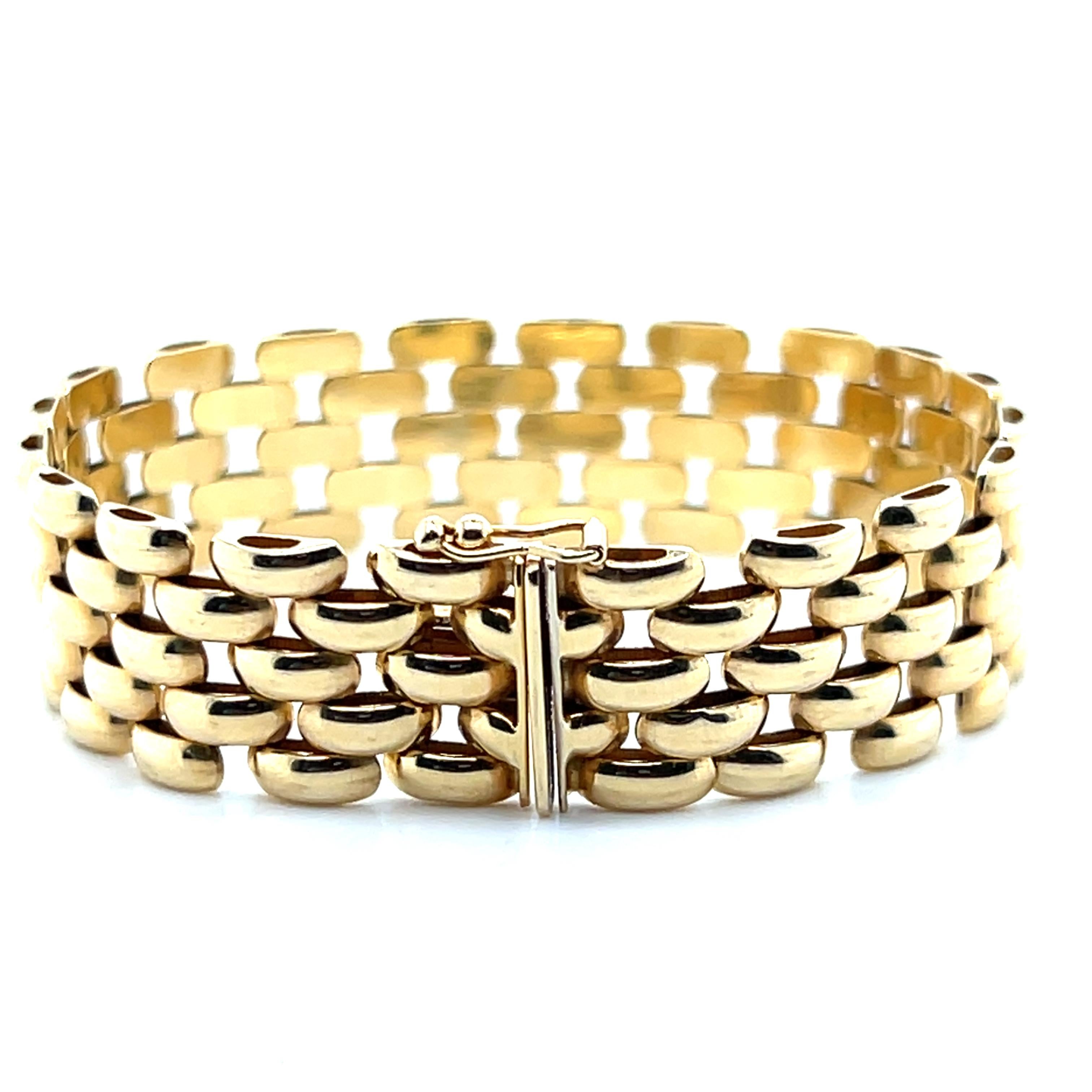 Contemporary 14k Yellow Gold Panther Link Bracelet 2