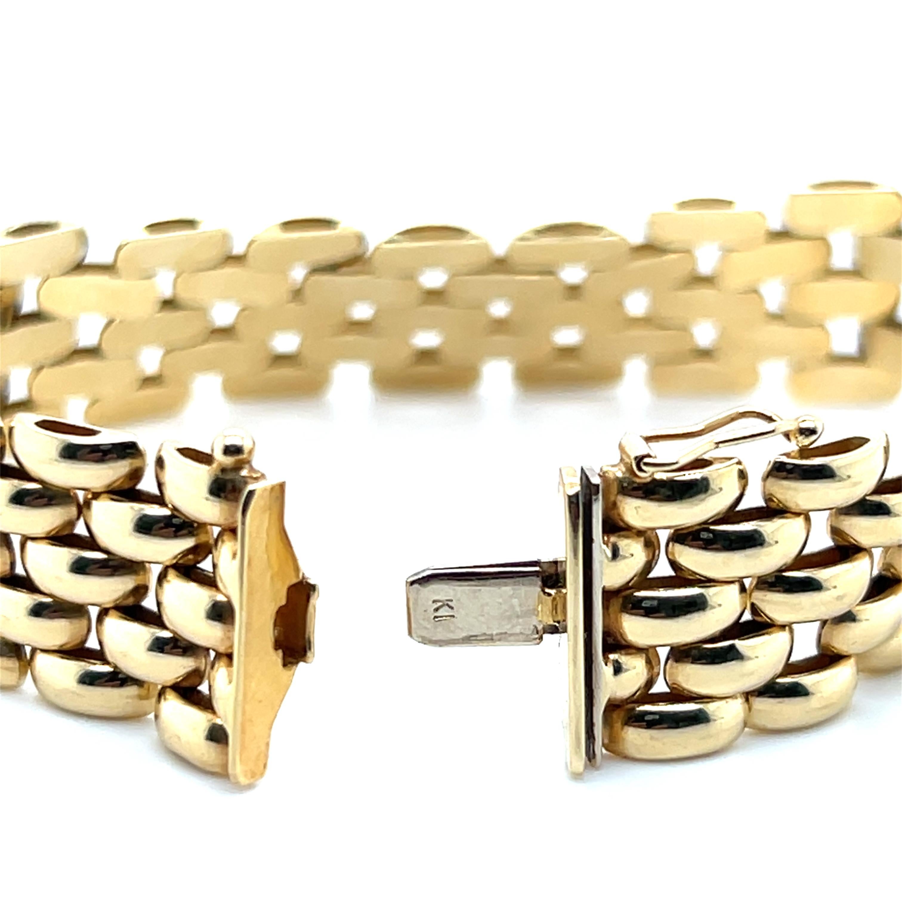 Contemporary 14k Yellow Gold Panther Link Bracelet 4
