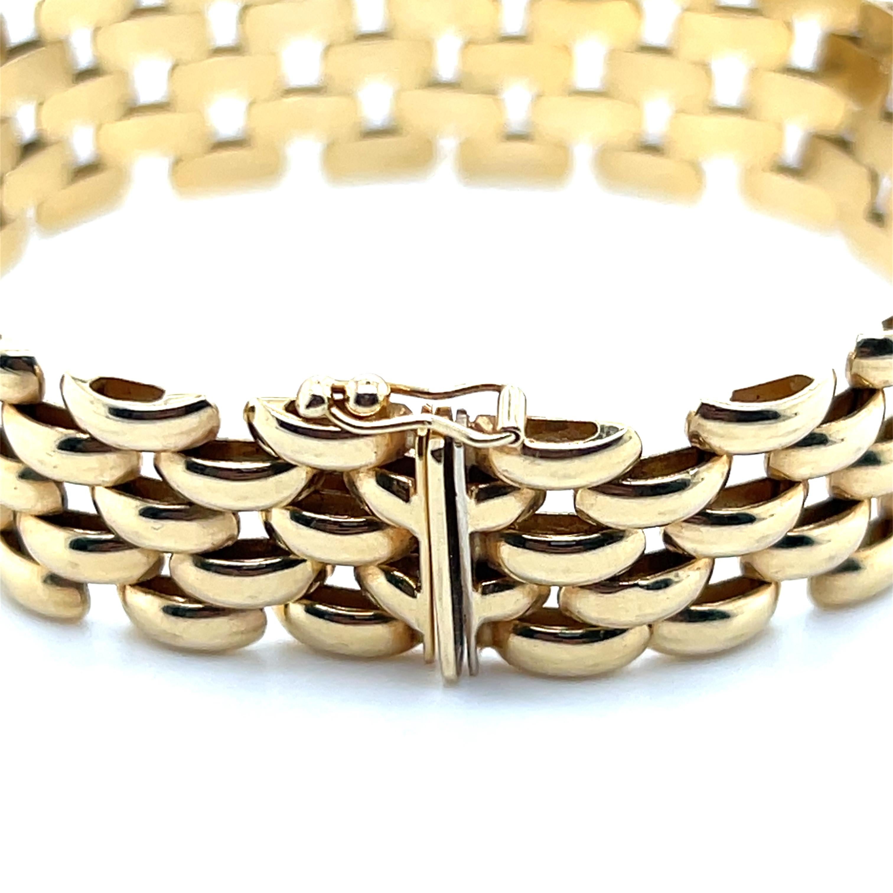 Contemporary 14k Yellow Gold Panther Link Bracelet 5