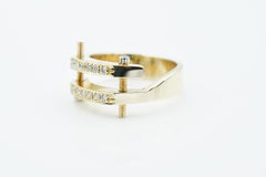 Contemporary 14 Karat Yellow Gold Pave Diamond Screw Ring