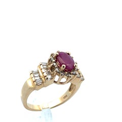 Contemporary 14K Yellow Gold Ruby and Diamond Ring